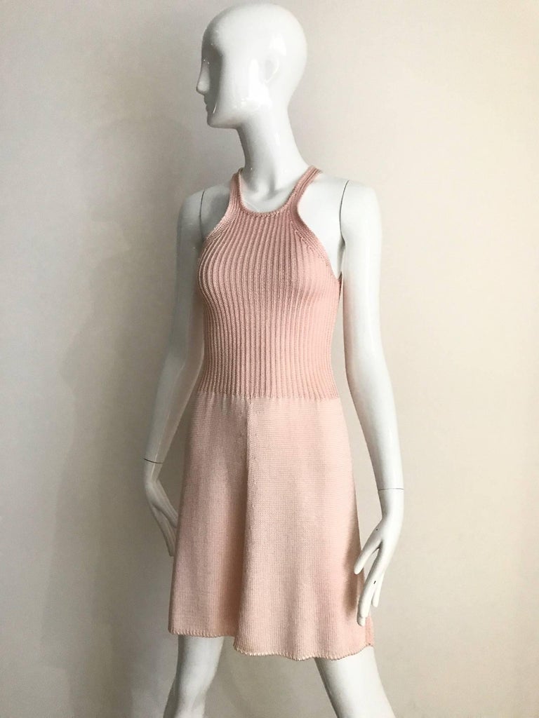 Vintage KRIZIA Pink Racer Back Mini knit Dress For Sale at 1stDibs