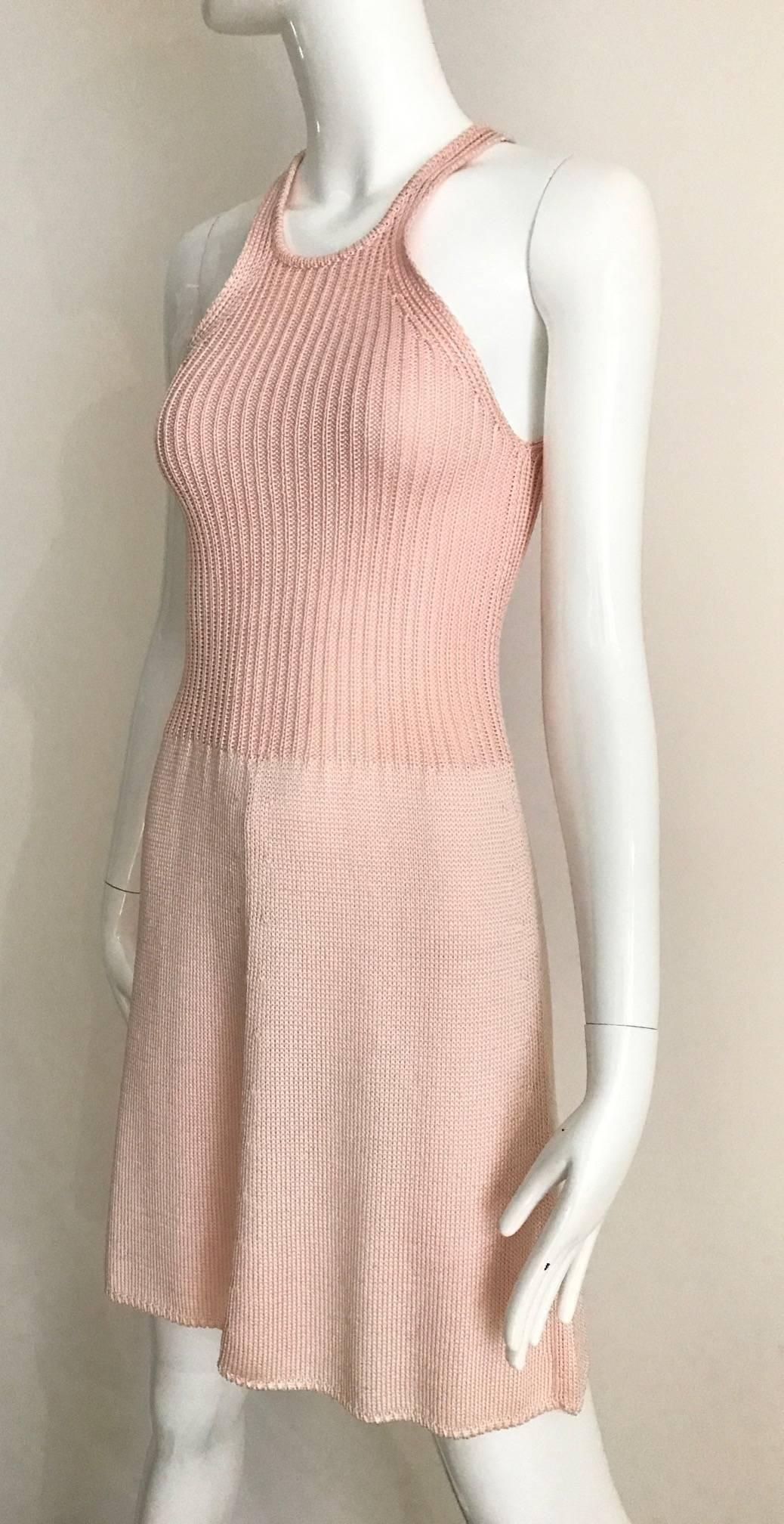 90s KRIZIA Pink Racer Back Mini knit Dress For Sale 2