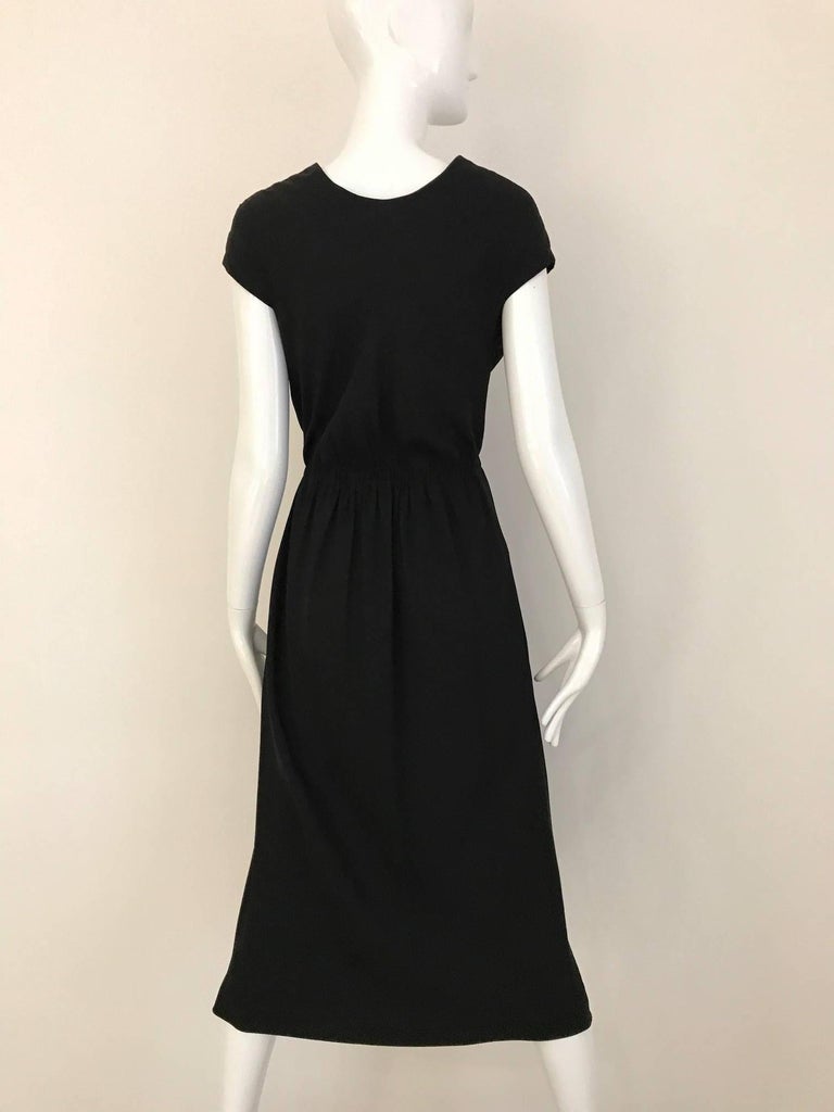 Vintage 1970s HALSTON Black Silk V Neck Wrap Dress at 1stDibs | halston ...