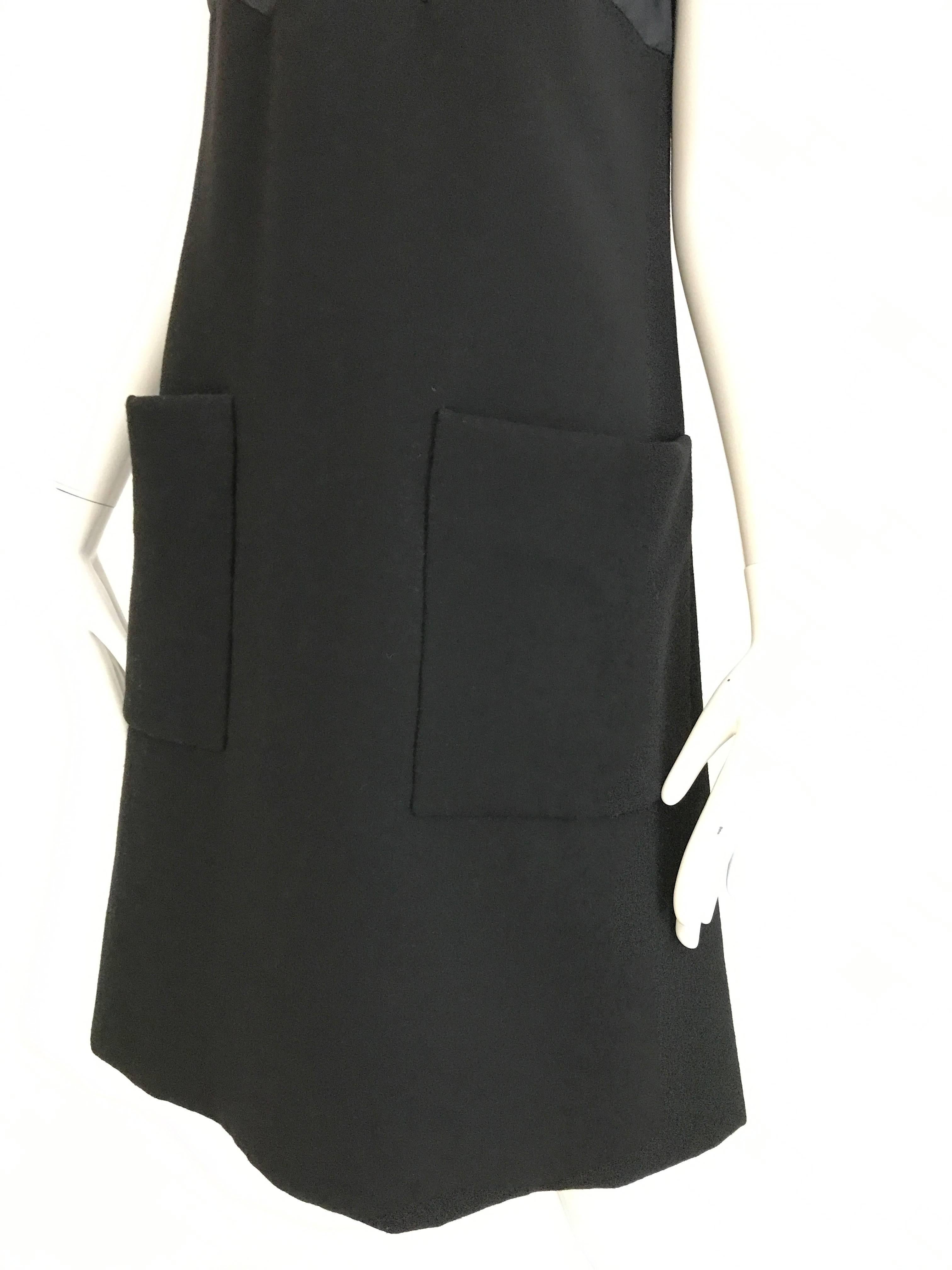 Vintage 1960s Geoffrey Beene Black Tuxedo Sleeveles Dress with Large Bow In Excellent Condition In Beverly Hills, CA