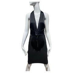 1990s Jean Paul Gaultier Femme Black Corset Halter Cocktail Dress
