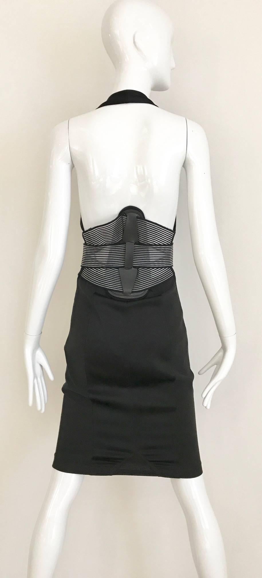 Vintage JEAN PAUL GAULTIER Black V Neck Fitted Dress For Sale 1