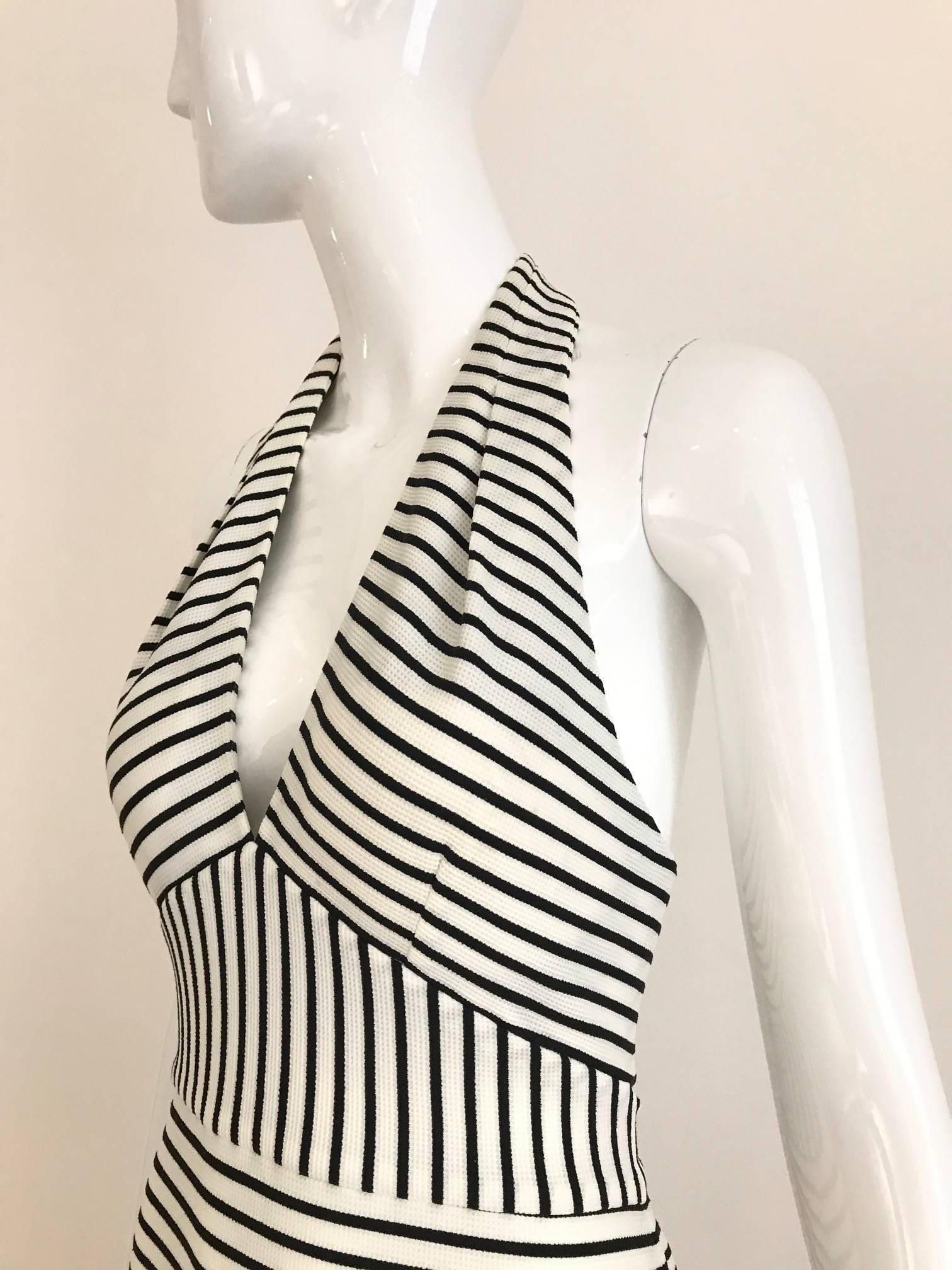 black and white striped halter dress