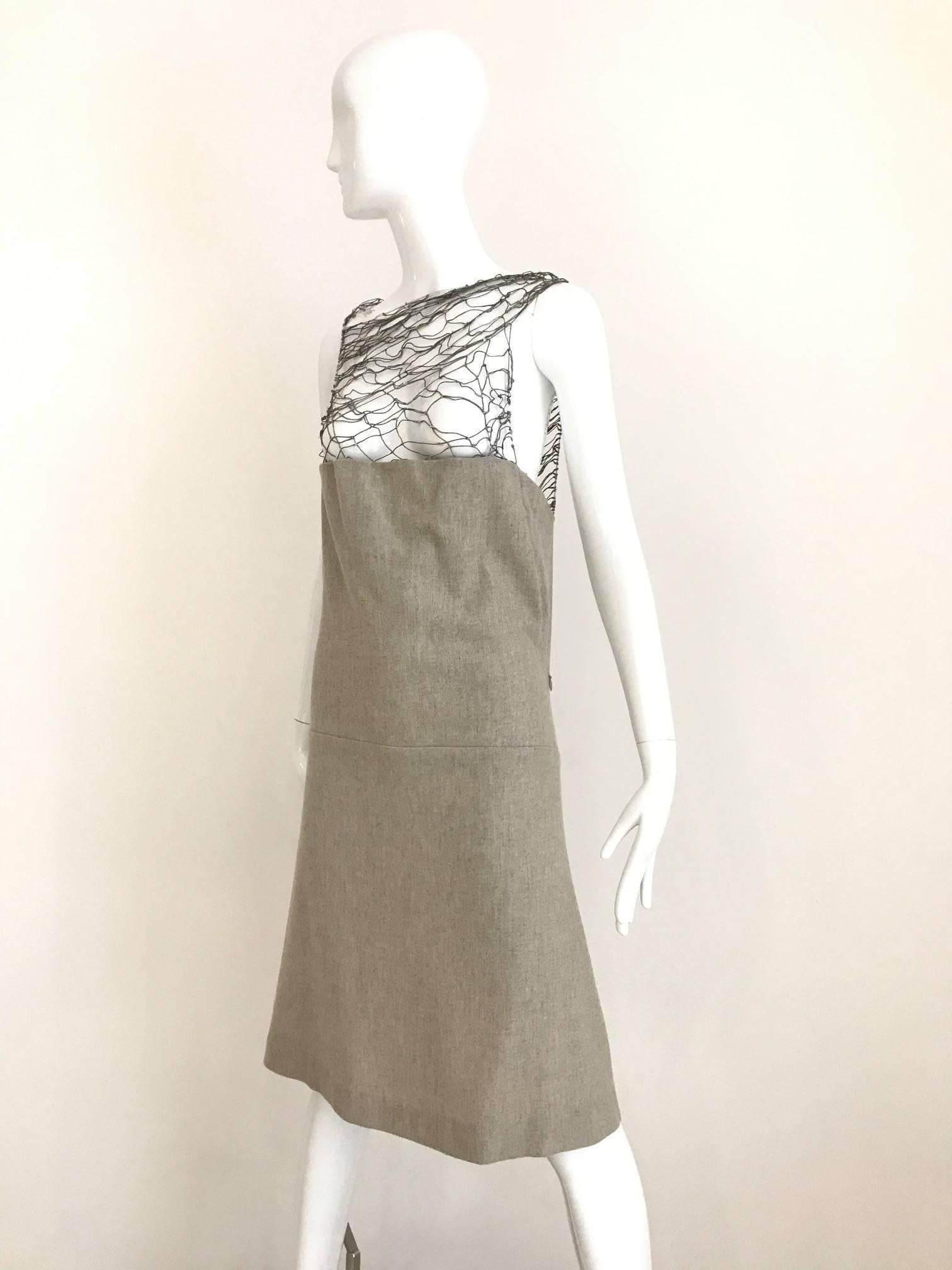 Women's Narciso Rodriguez Grey Cashmere Lattice Cut Out Dress For Sale