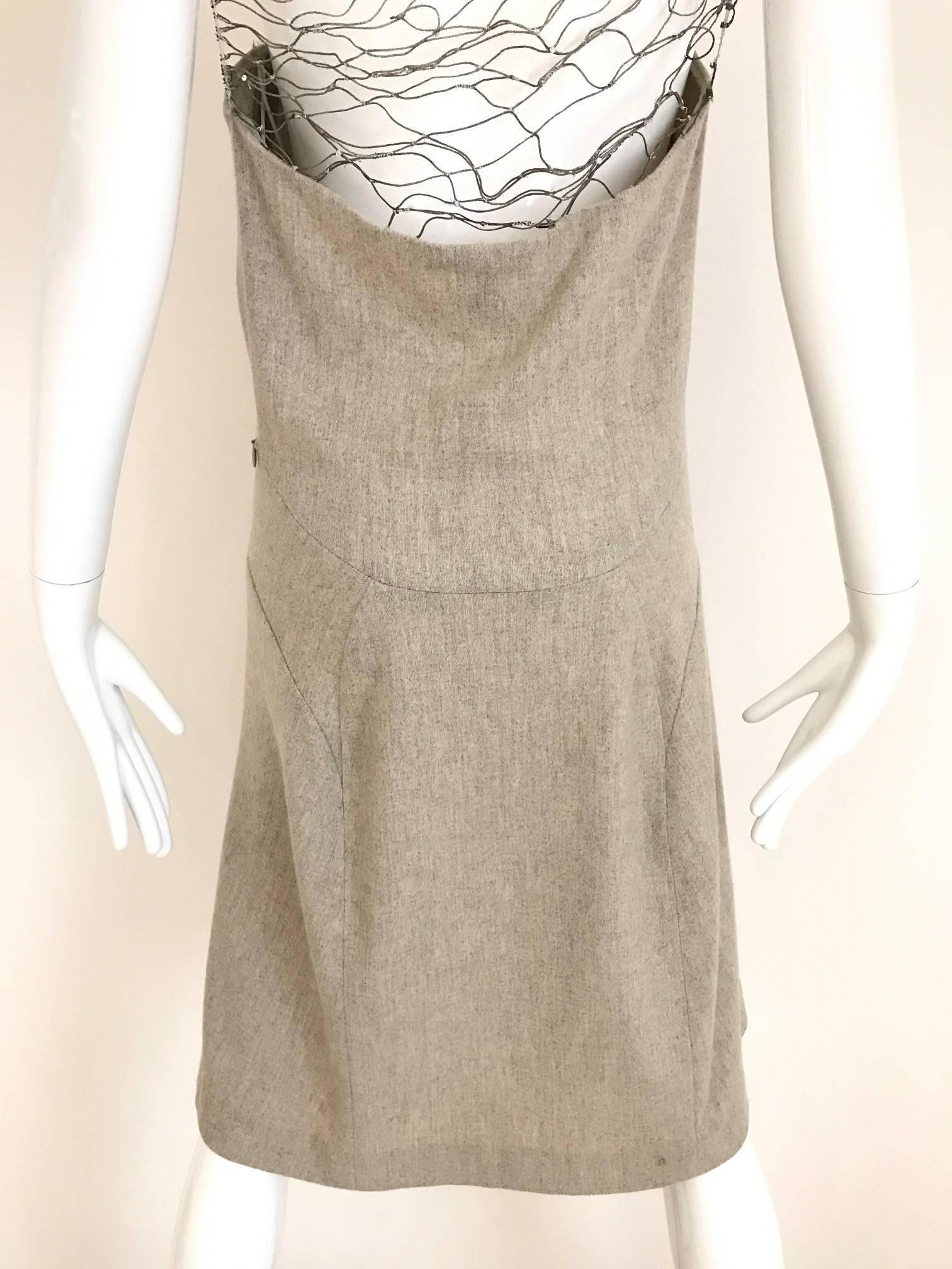 Narciso Rodriguez Grey Cashmere Lattice Cut Out Dress For Sale 1
