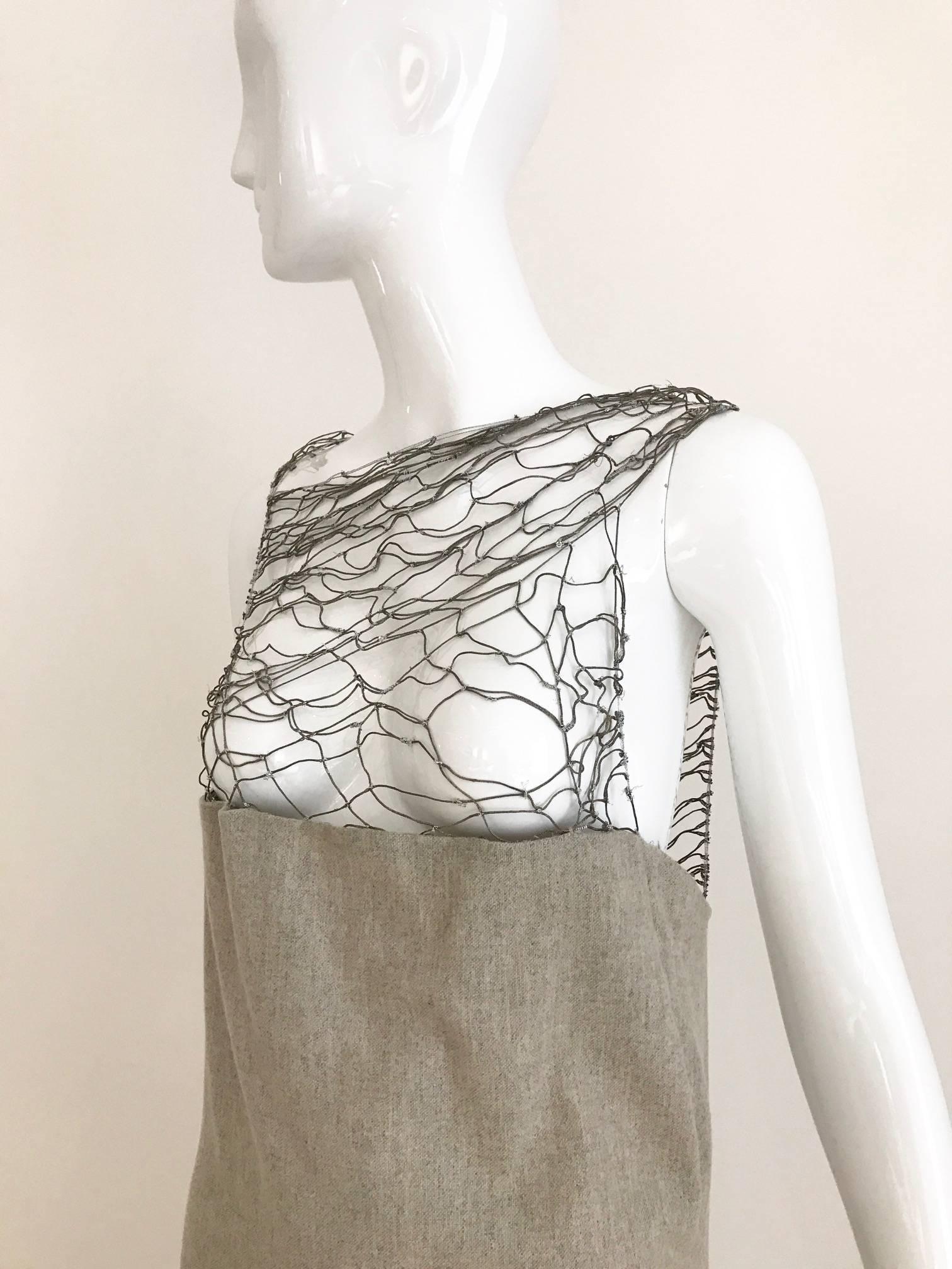 Narciso Rodriguez Grey Cashmere Lattice Cut Out Dress In Good Condition For Sale In Beverly Hills, CA