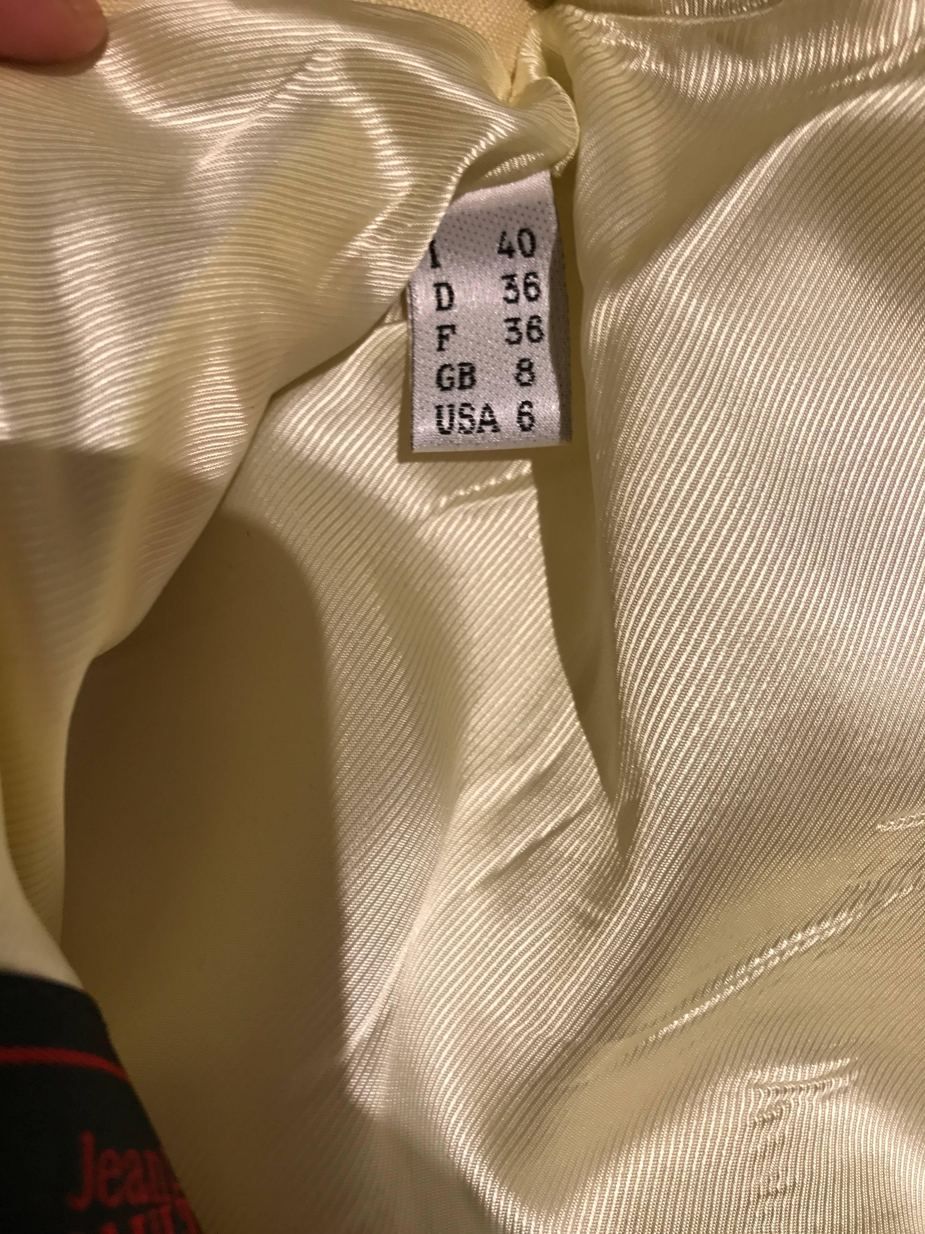 Beige 1980s Jean Paul Gaultier Creme Linen Fitted Blazer Jacket
