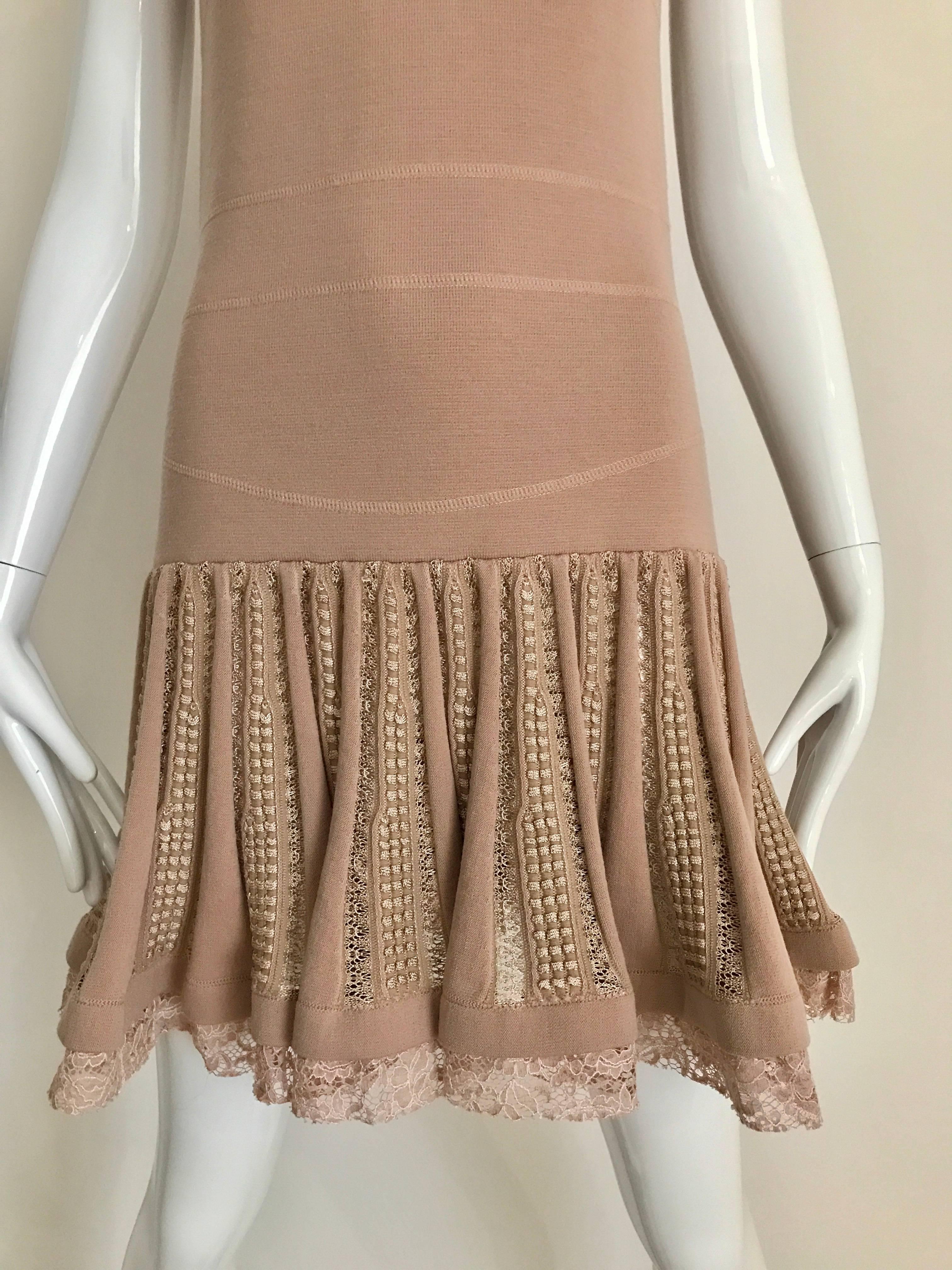 No.21 Alessandro Dell'Acqua Light Mauve Pink Knit Spaghetti Strap Summer Dress In Good Condition For Sale In Beverly Hills, CA