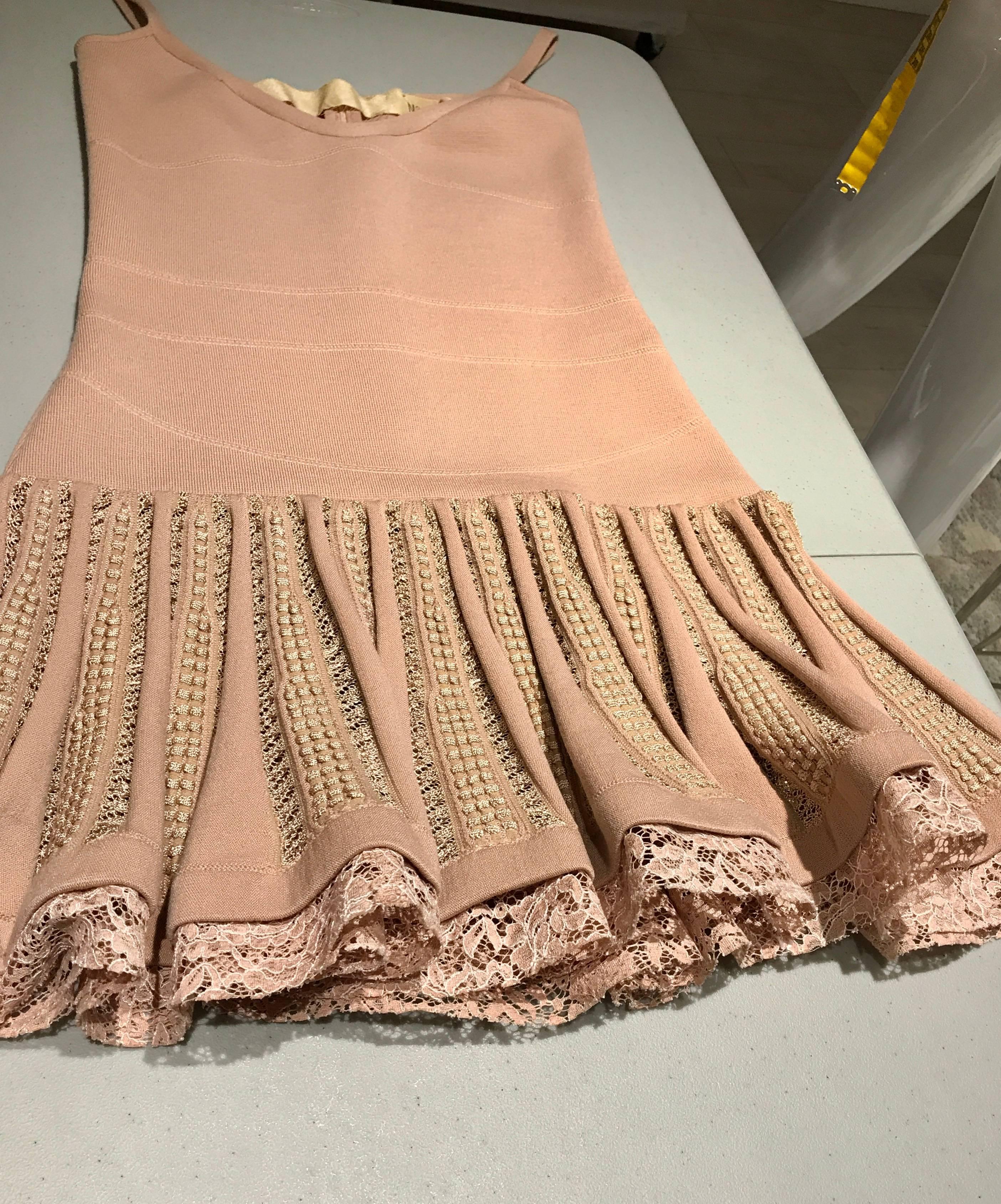 No.21 Alessandro Dell'Acqua Light Mauve Pink Knit Spaghetti Strap Summer Dress For Sale 1