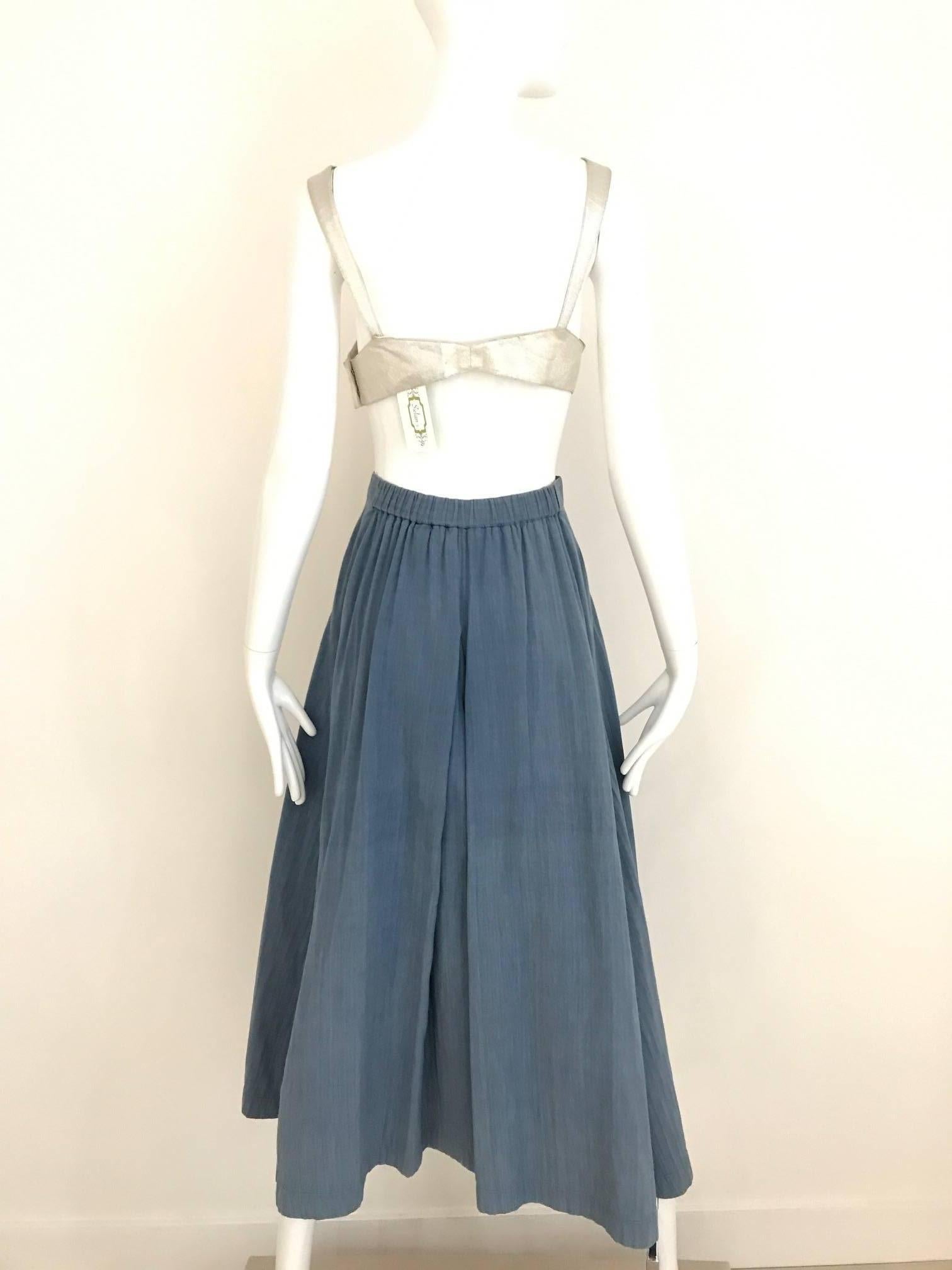 Gray Vintage 1990s ISSEY MIYAKE Light Blue Denim  Faux Wrap Skirt 