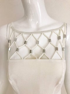 Vintage Paco Rabanne White Lattice One Piece Swim Suit