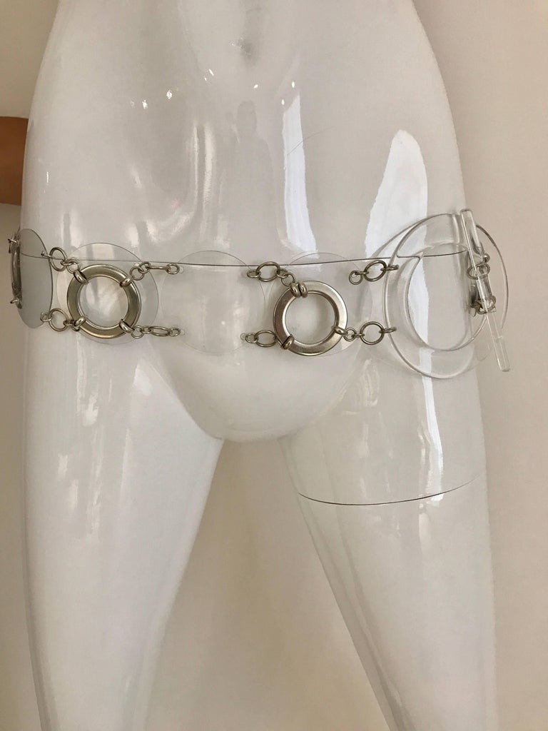 Women's Vintage Paco Rabanne Clear Lucite Ring Necklace / Belt