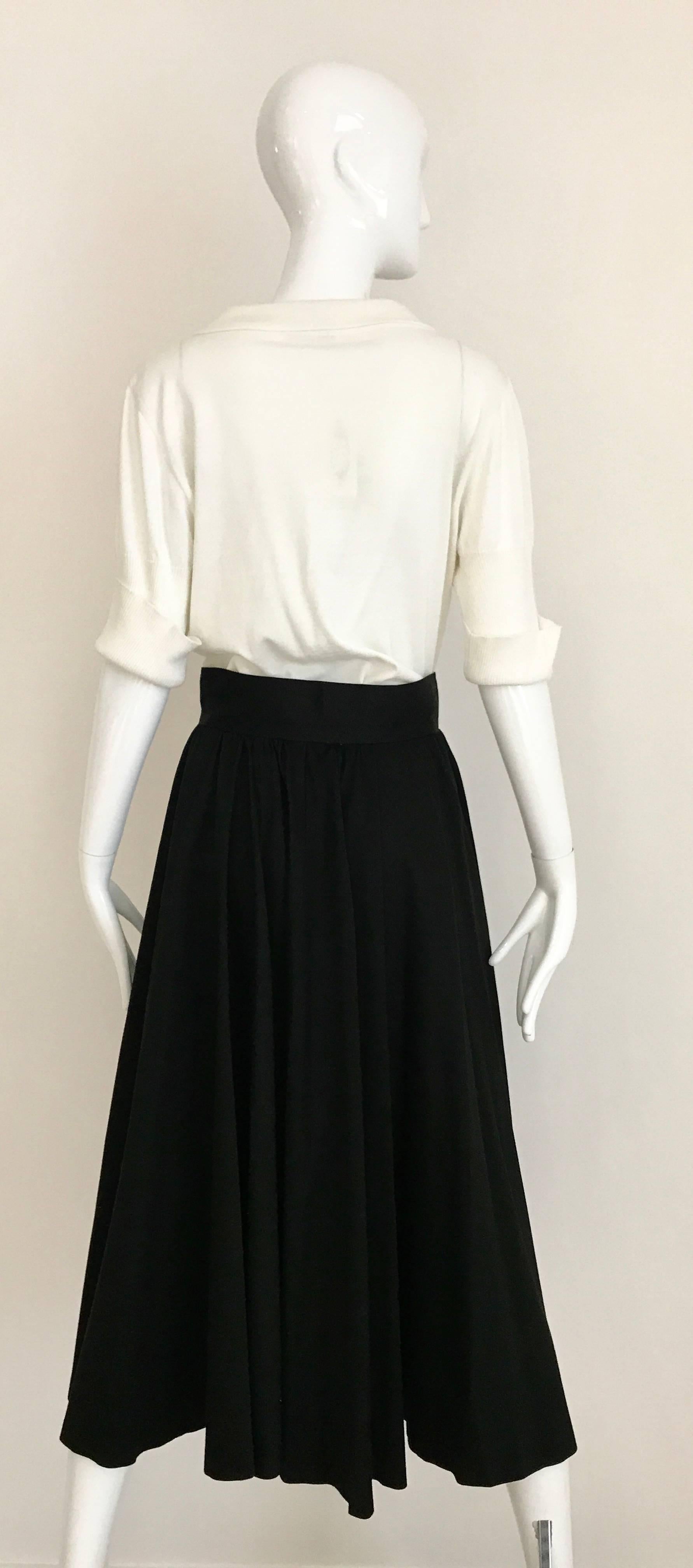 1970s CHANEL Black Cotton Skirt with Chanel Gold Button In Excellent Condition In Beverly Hills, CA