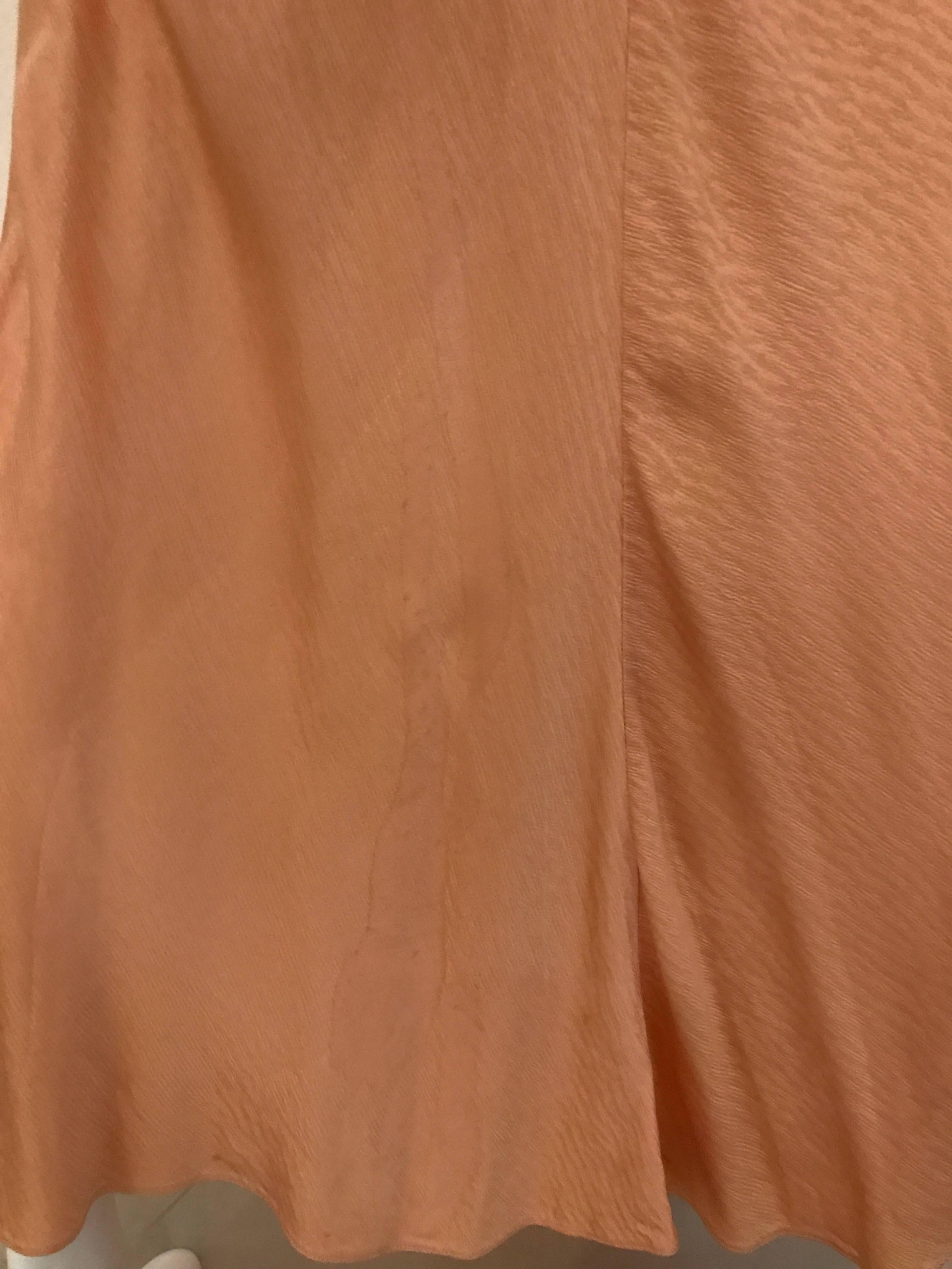 1930s Peach Silk Bias Cut Dress with Shawl Capelet  1