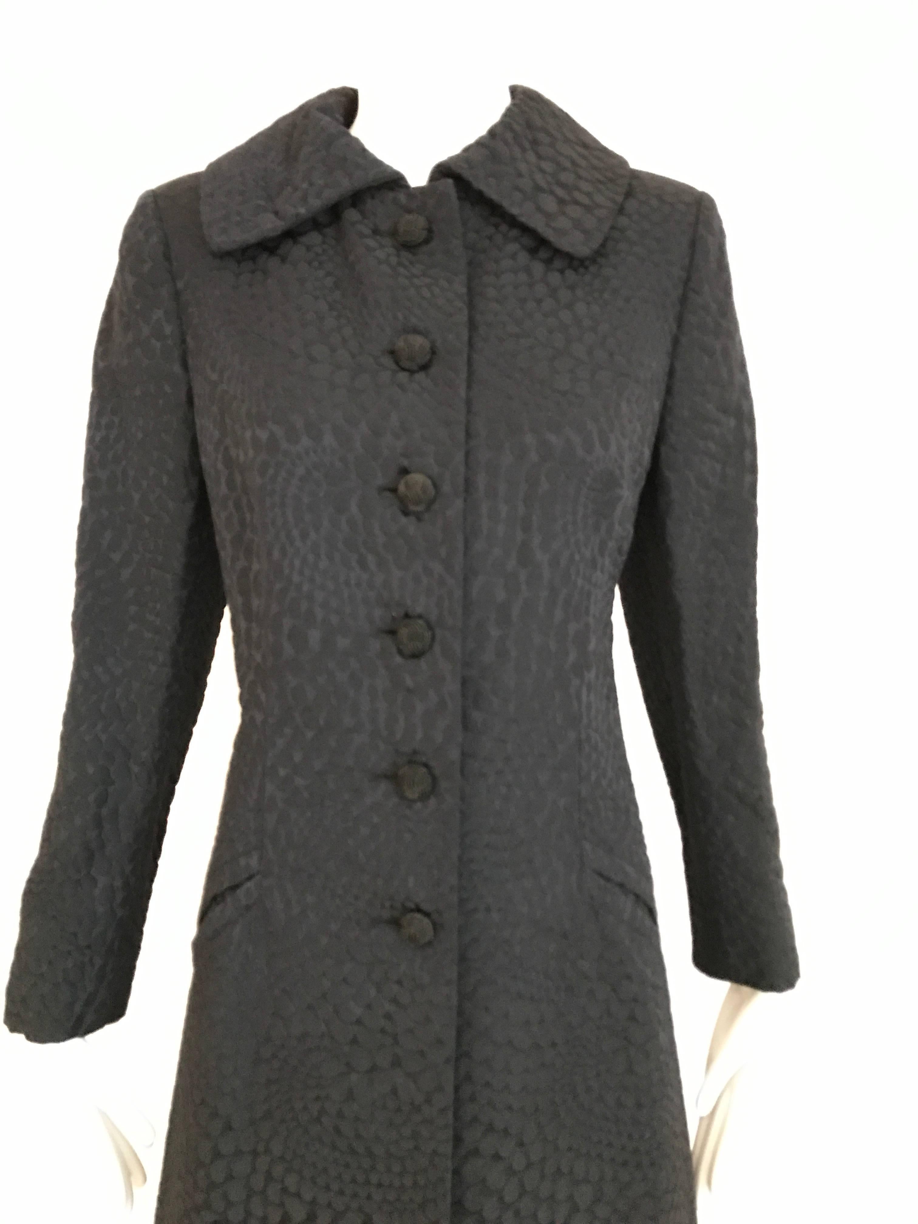 1960s Black Cotton Jacquard Fitted Long Coat, 60s For Sale at 1stDibs ...