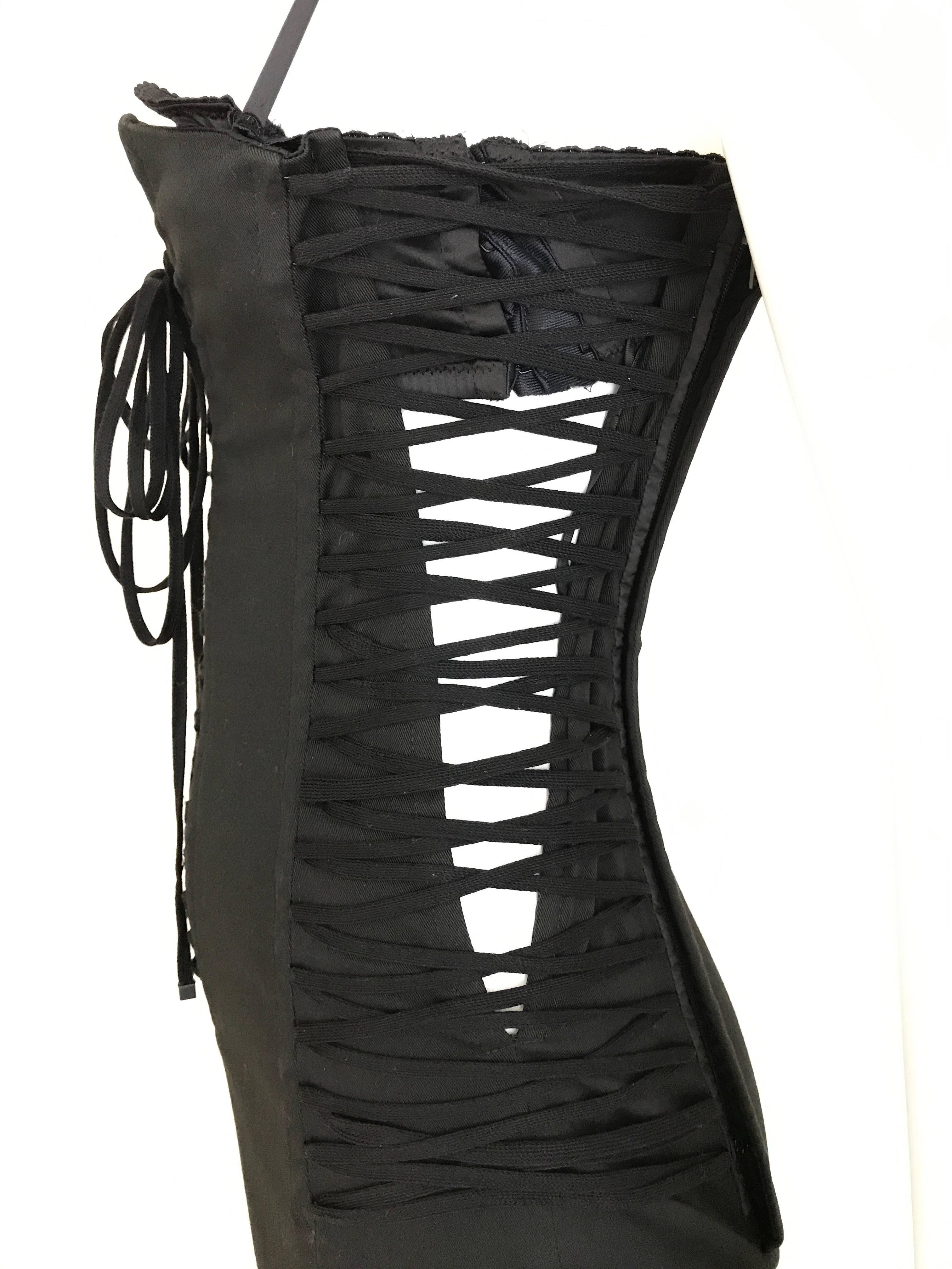 Women's DOLCE GABBANA Black Cotton Lace Up Bustier Dress