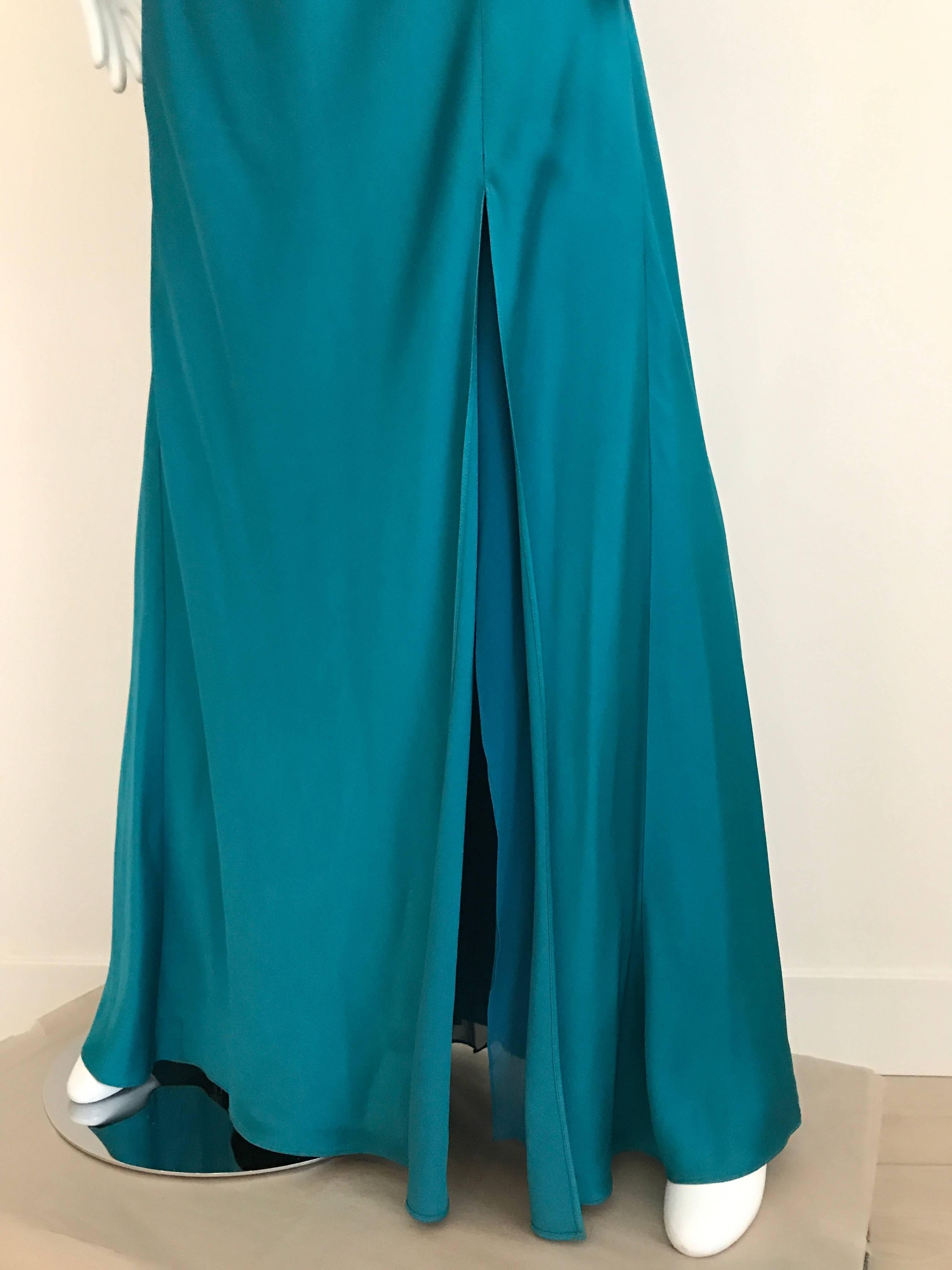 green silk halter dress