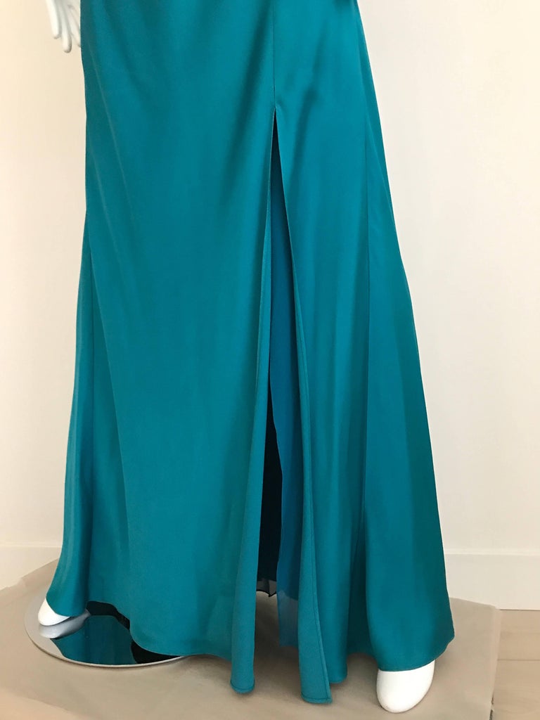 John Galliano Vintage Teal Blue Silk Halter Gown For Sale at 1stDibs ...