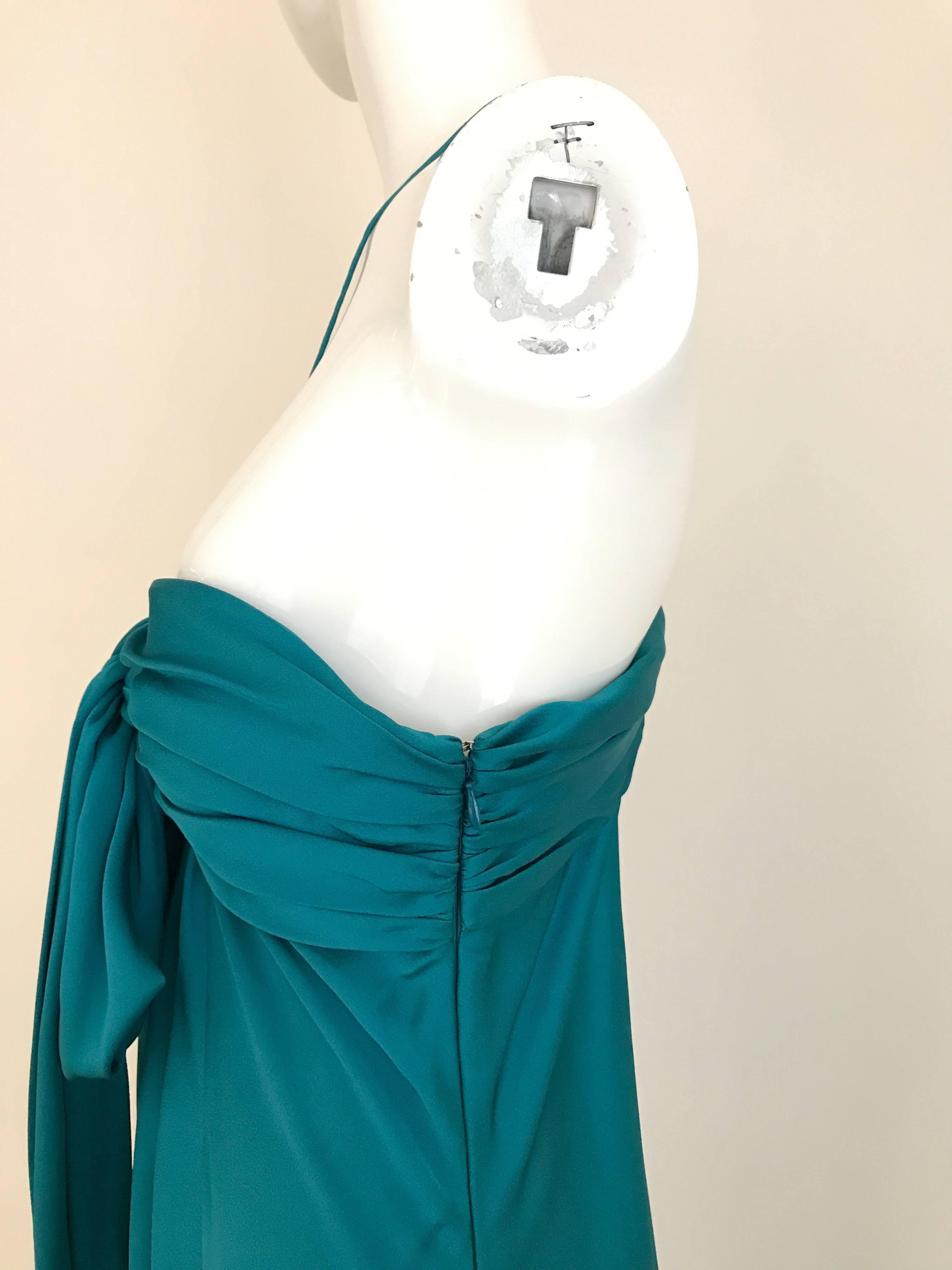 Women's John Galliano Vintage Teal Blue Silk Halter Gown For Sale