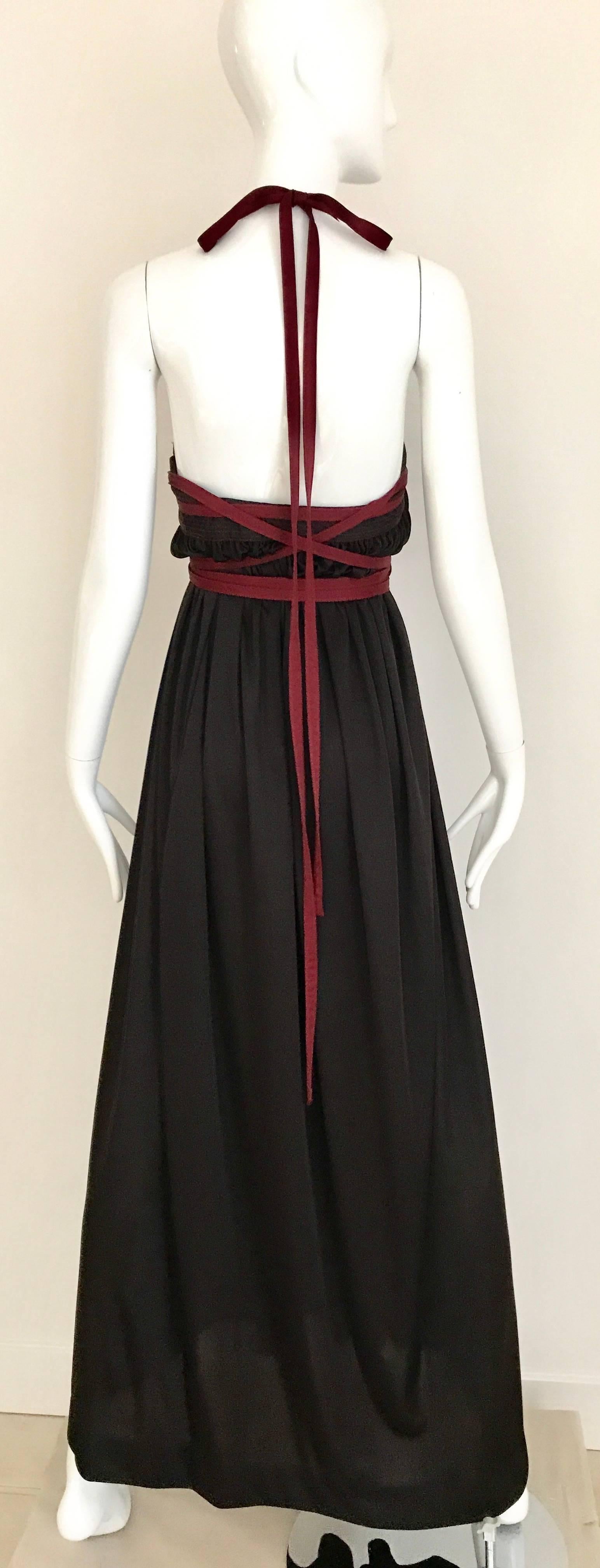 Black 1970s Geoffrey Beene Brown and Red Knit Maxi Dress/ skirt  For Sale