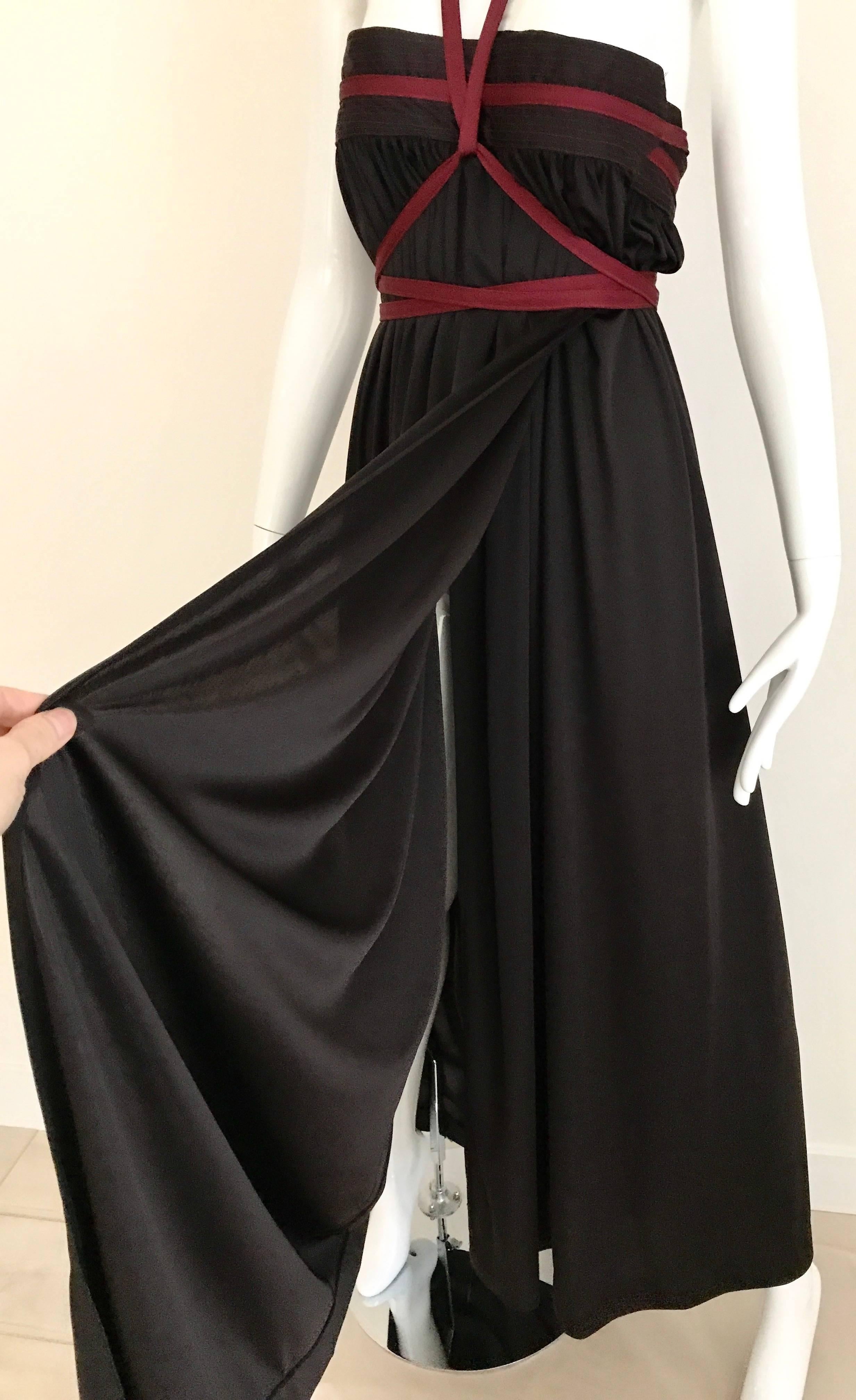 1970s Geoffrey Beene Brown and Red Knit Maxi Dress/ skirt  In Excellent Condition For Sale In Beverly Hills, CA