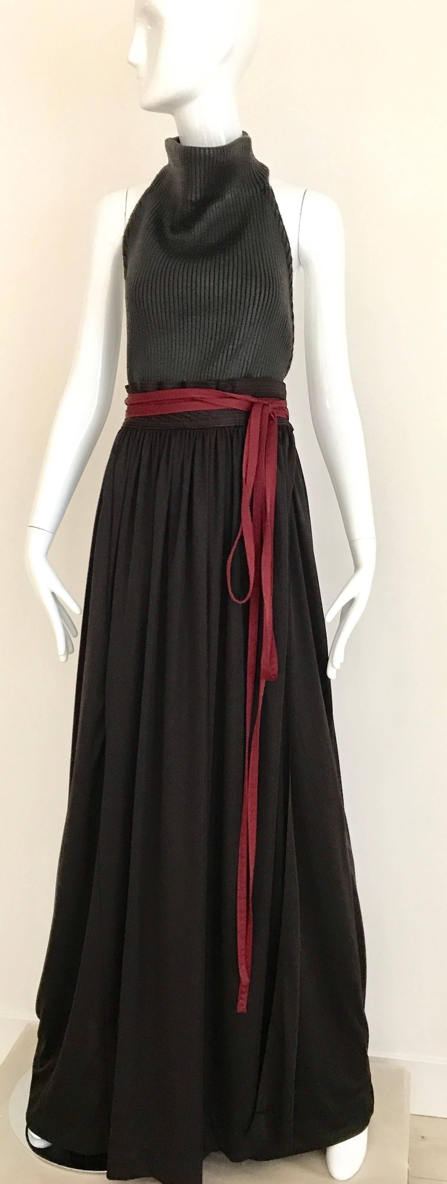 Women's 1970s Geoffrey Beene Brown and Red Knit Maxi Dress/ skirt  For Sale