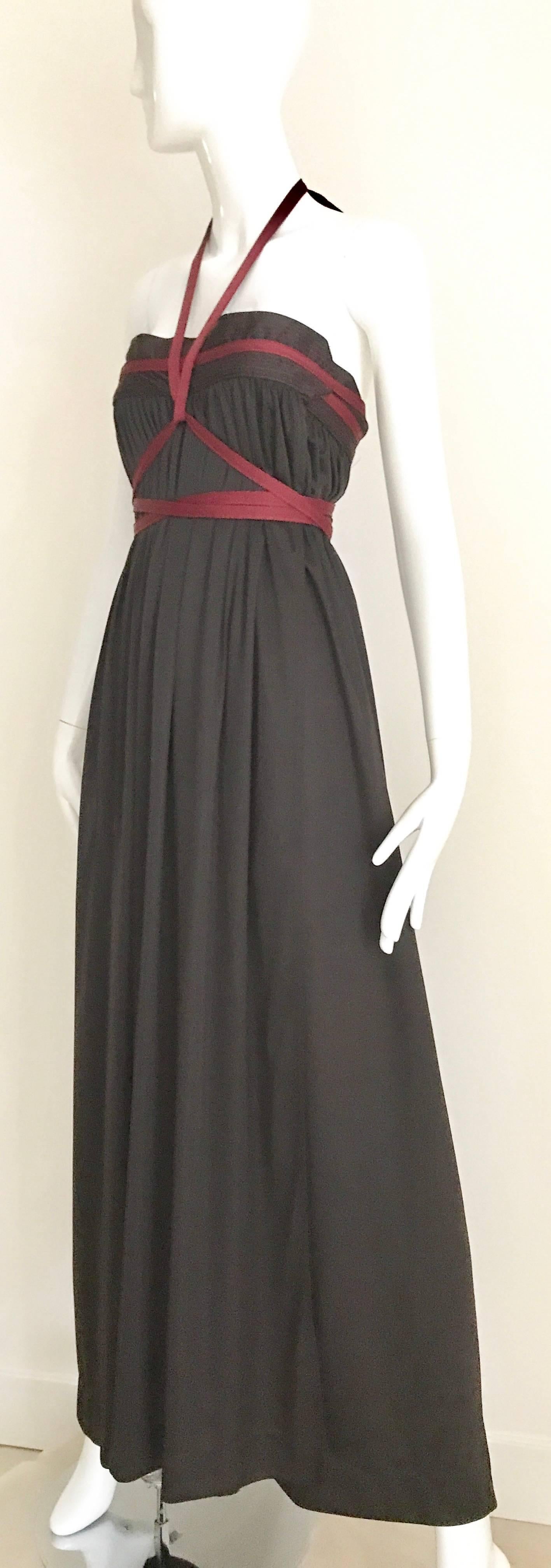 1970s Geoffrey Beene Brown and Red Knit Maxi Dress/ skirt  For Sale 3