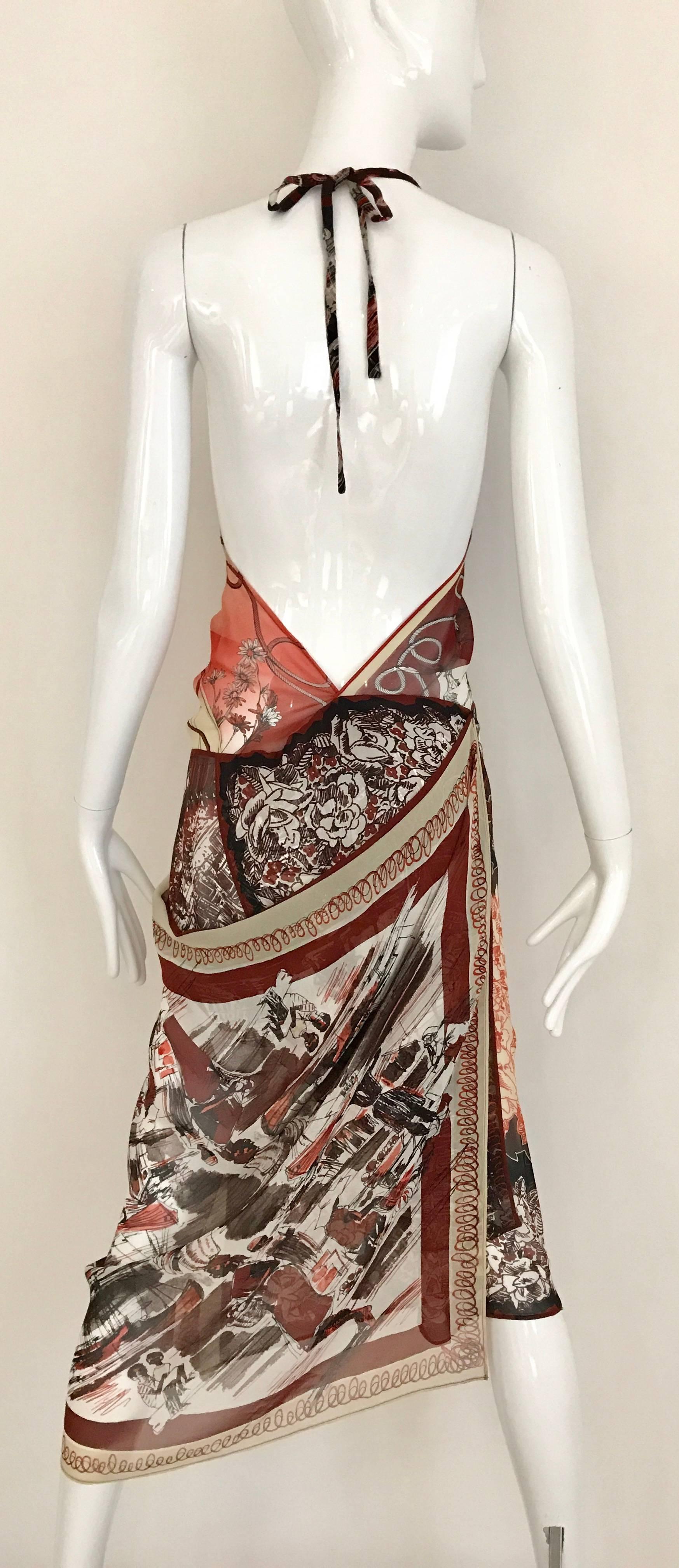 3 pcs vintage Jean Paul Gaultier creme, red, black and brown paisley print Halter Dress with Bra and cropped Jacket
Dress measurement: Bust 34 inch / Waist 30 inch / Hip 38 inch / 
Bra top fit size 32 - 34 inch
Jacket : Fit 40 bust 