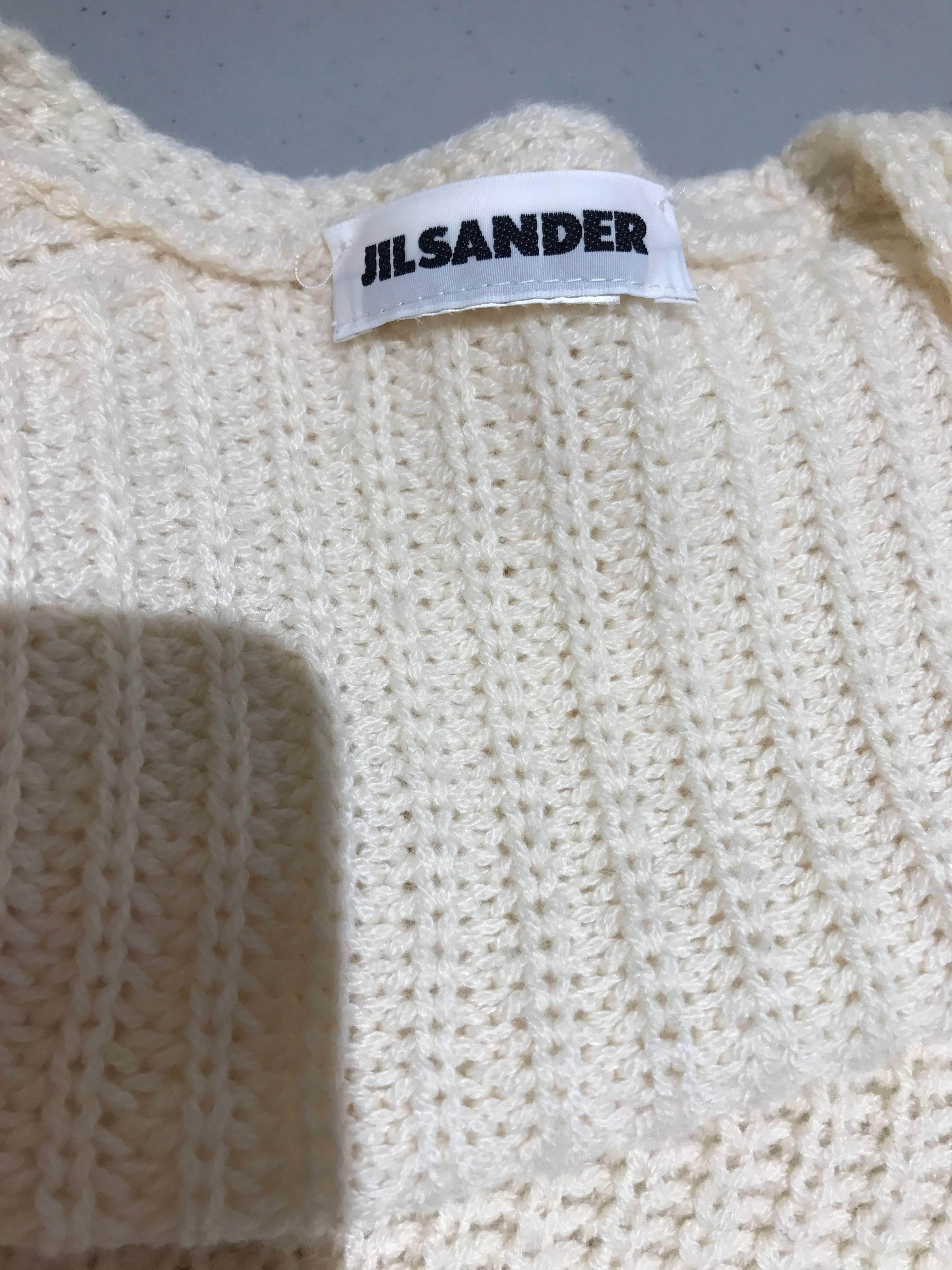 Women's 1990s JIL SANDER Creme Cashmere Maxi Long Sleeve Sweater Dress