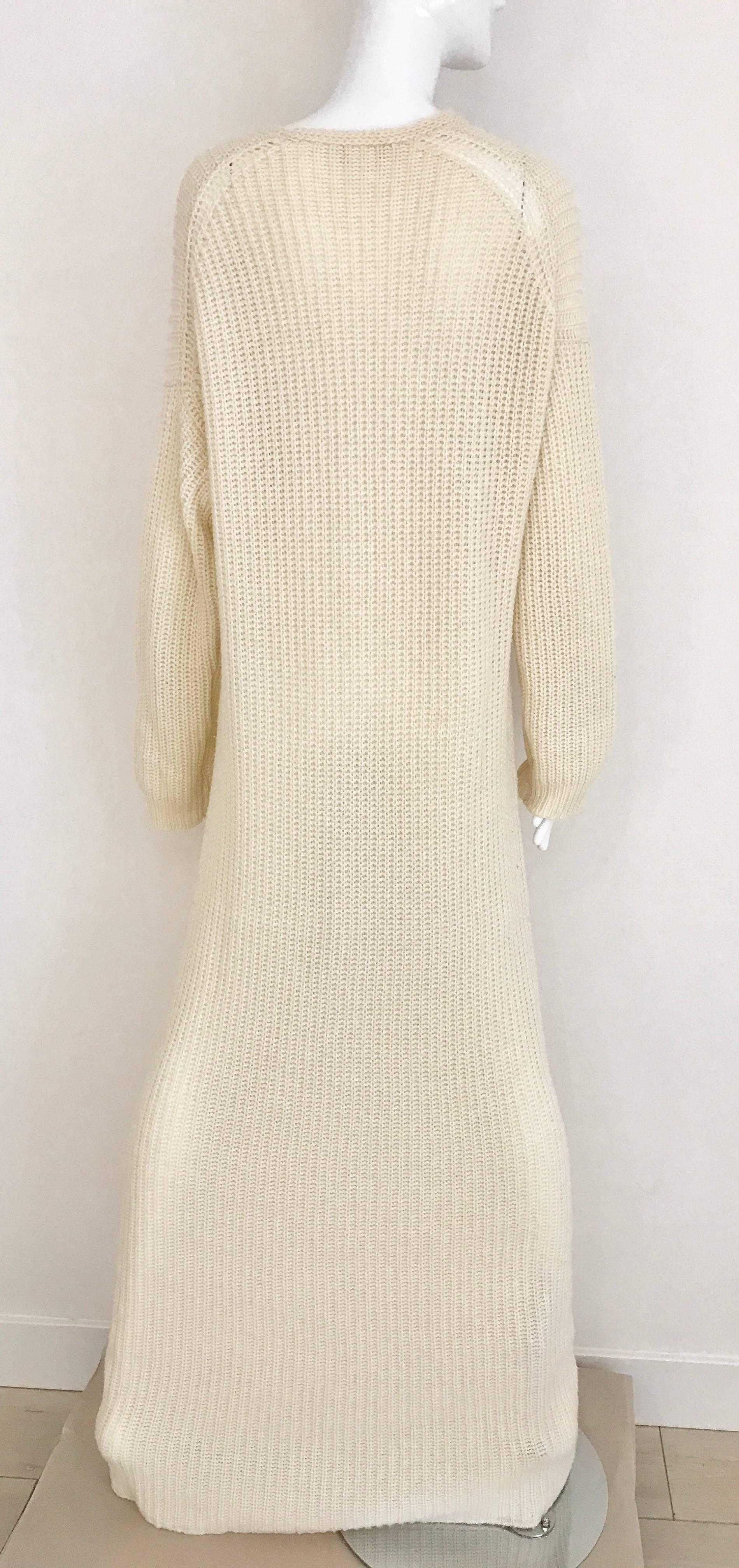 1990s JIL SANDER Creme Cashmere Maxi Long Sleeve Sweater Dress 1