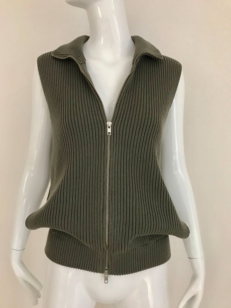 MARGIELA Olive Green Vest Cardigan Knit Top For Sale at 1stDibs | olive ...