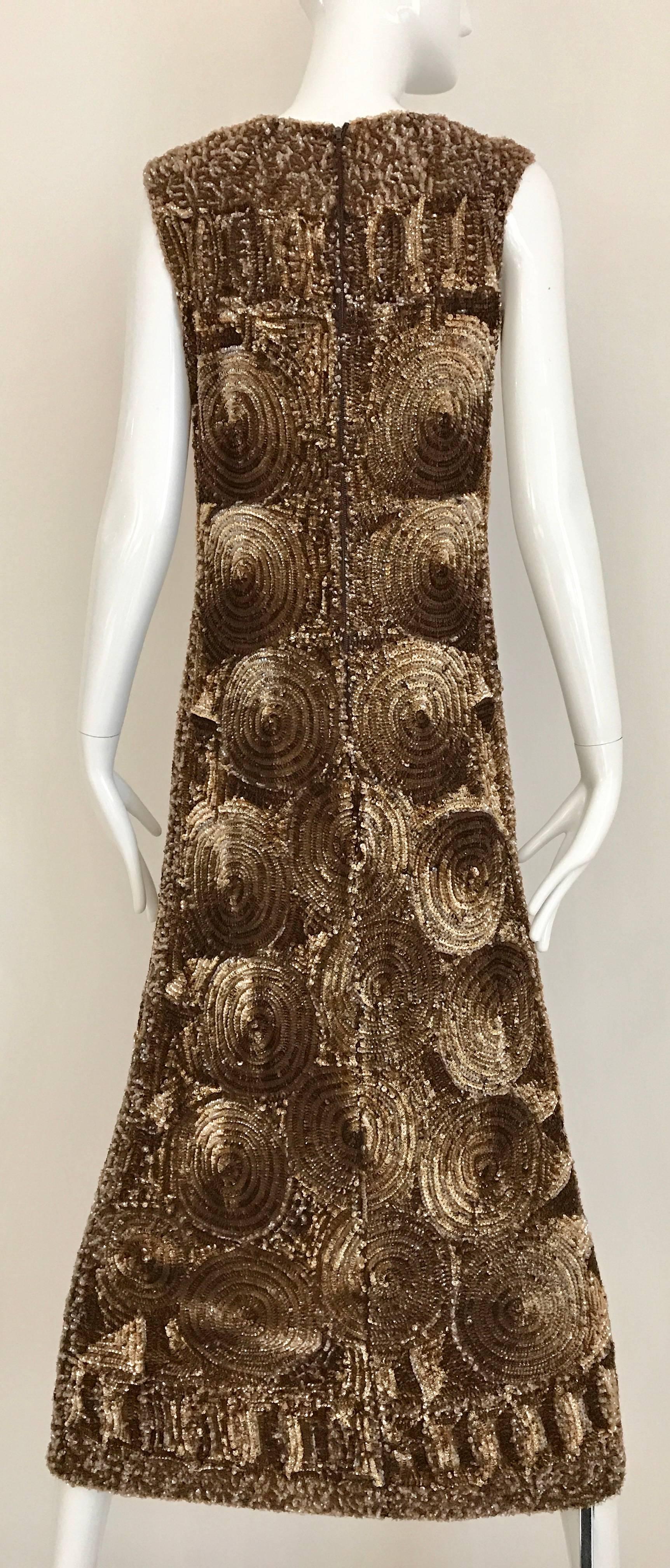Women's 1960s Brown Sequin Sleeveless Cocktail Dress