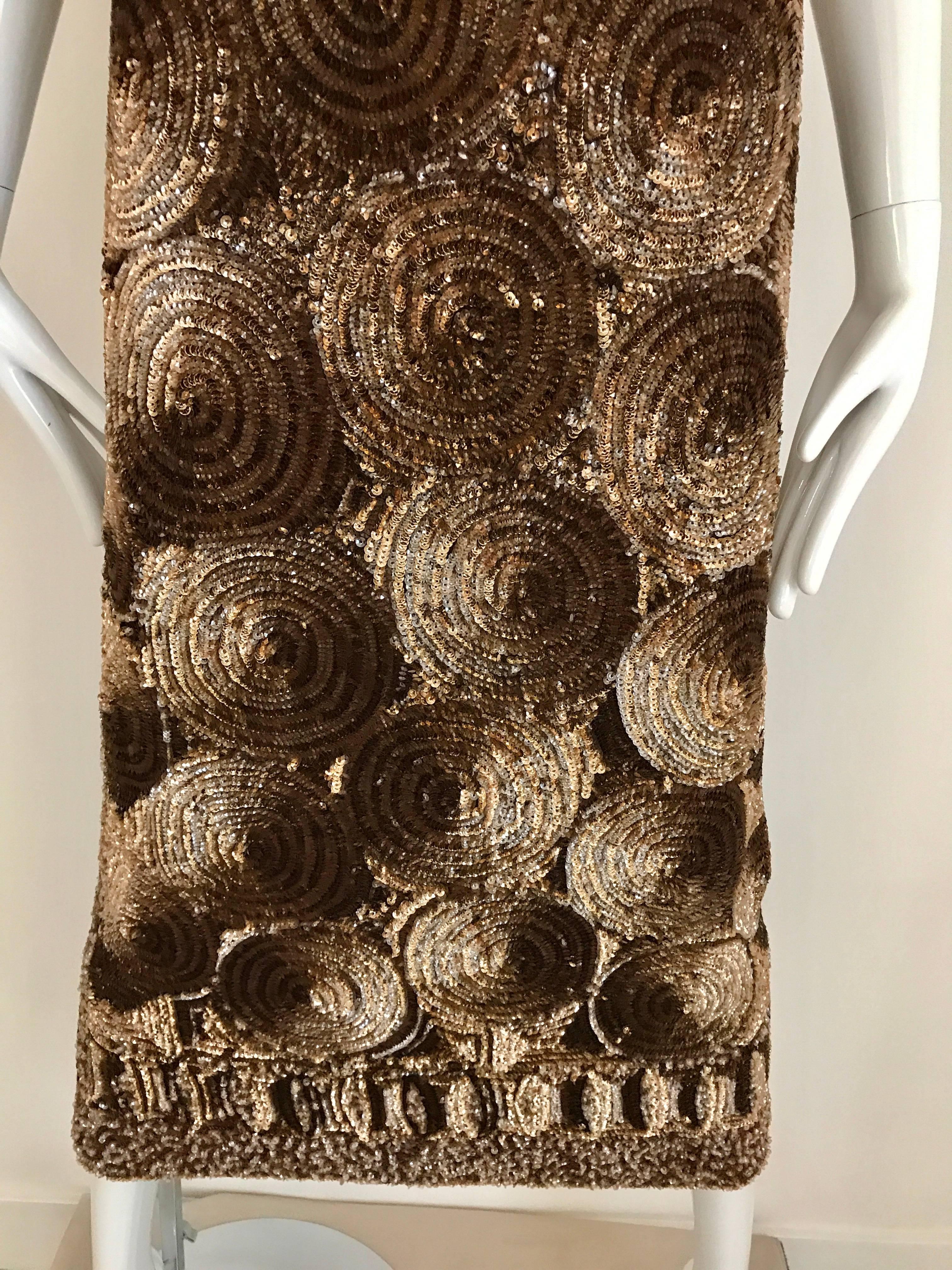 1960s Brown Sequin Sleeveless Cocktail Dress 2