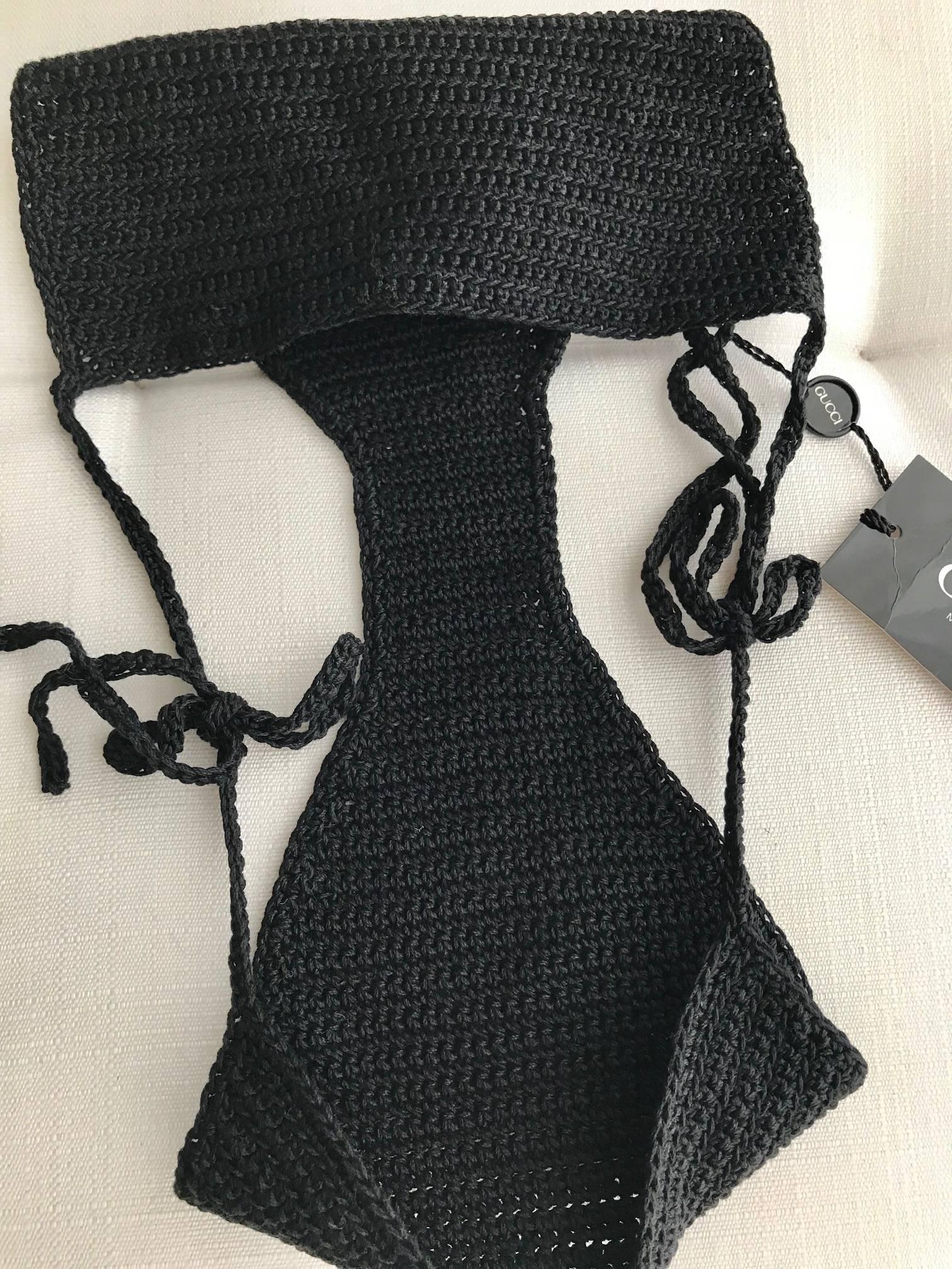 GUCCI by Tom Ford Black Crochet Knit Bra and Bikini Set In New Condition In Beverly Hills, CA