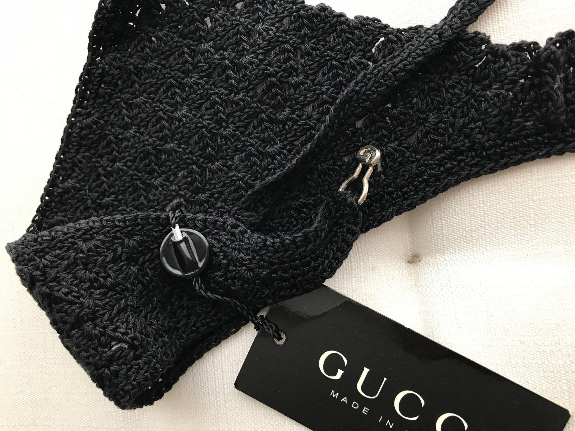 GUCCI by Tom Ford Black Crochet Knit Bra and Bikini Set 1