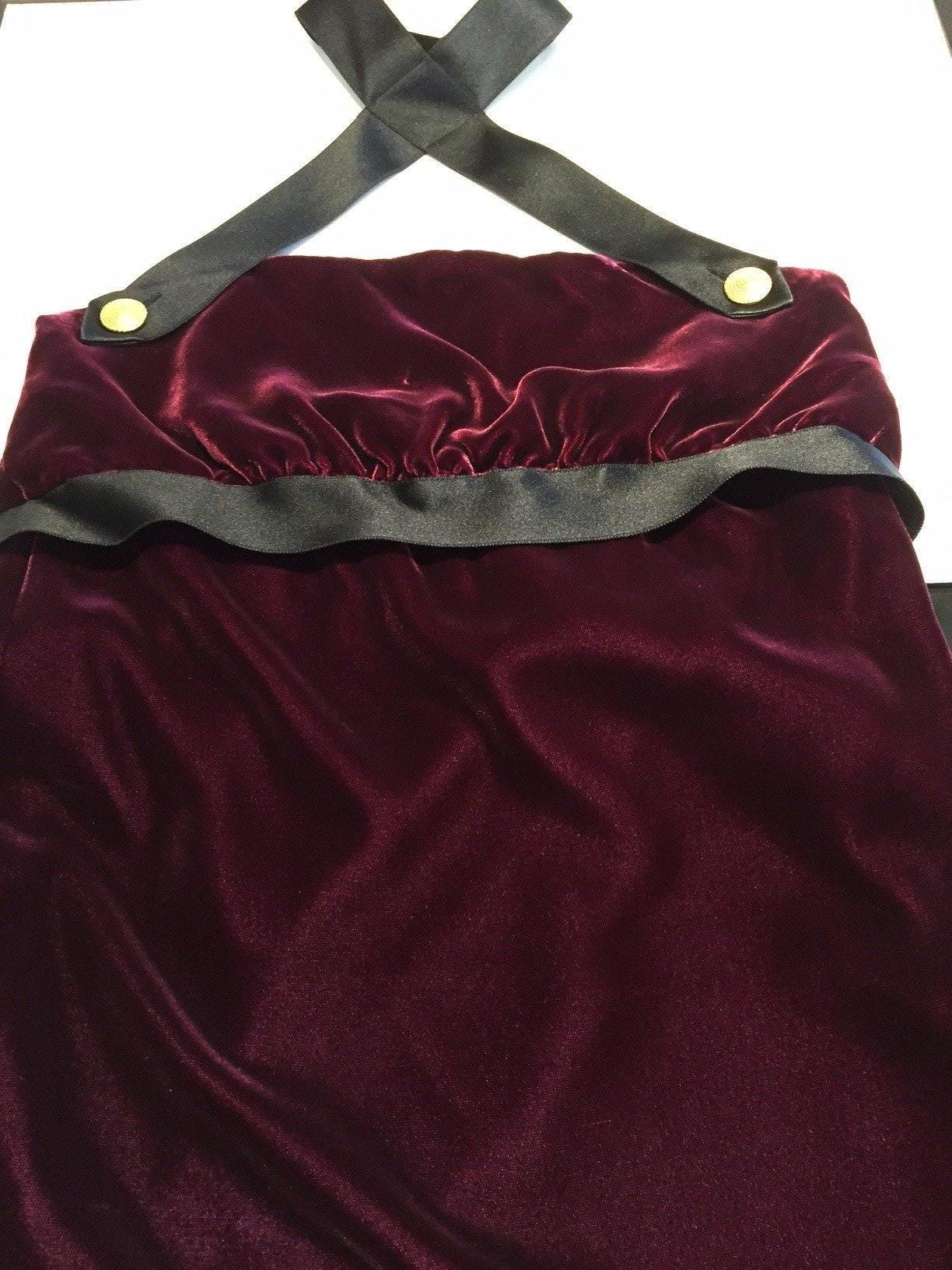 Black 1990s Chanel burgundy velvet halter gown