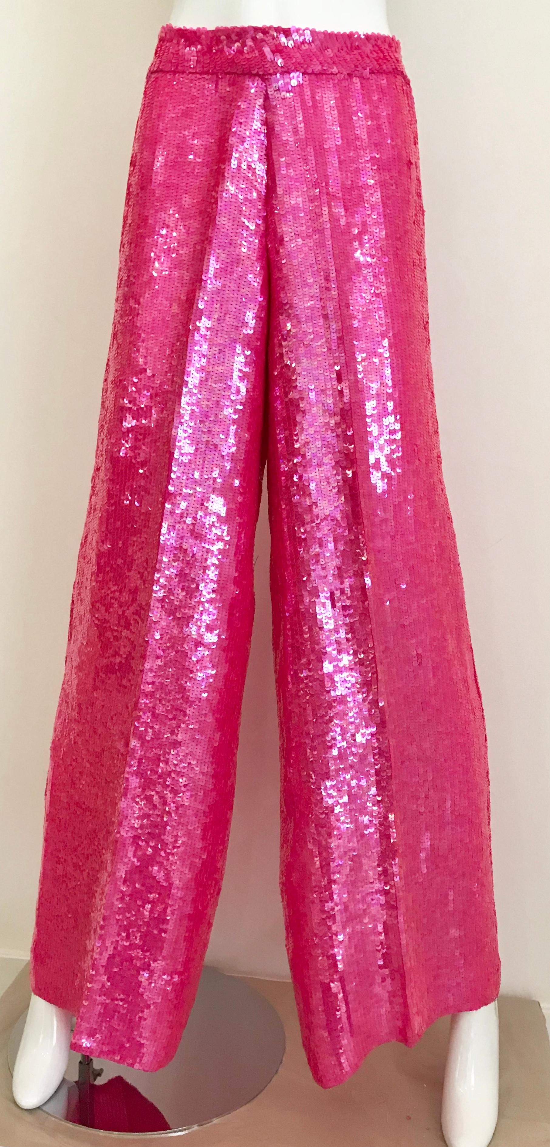 Anna Molinari Pink Sequined Pants, 1980s  In Excellent Condition In Beverly Hills, CA
