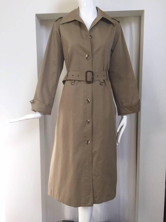 Vintage 1970s Saint Laurent YSL Khaki Trench Coat For Sale at 1stdibs