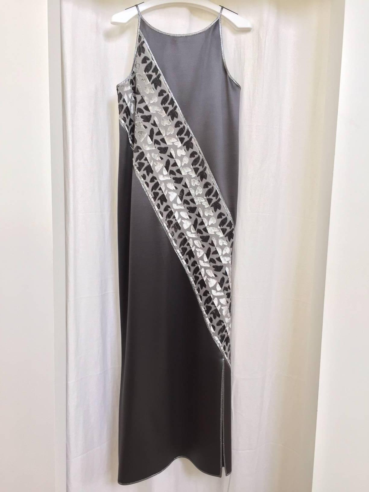 1990s Geoffrey Beene Grey Silk Gown For Sale 3