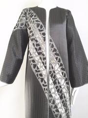 1990s Geoffrey Beene charcoal grey silk coat