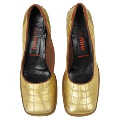 Miu Miu FW1999 Metallic Gold Bubble Sole Heels – Iconic Runway Collectible