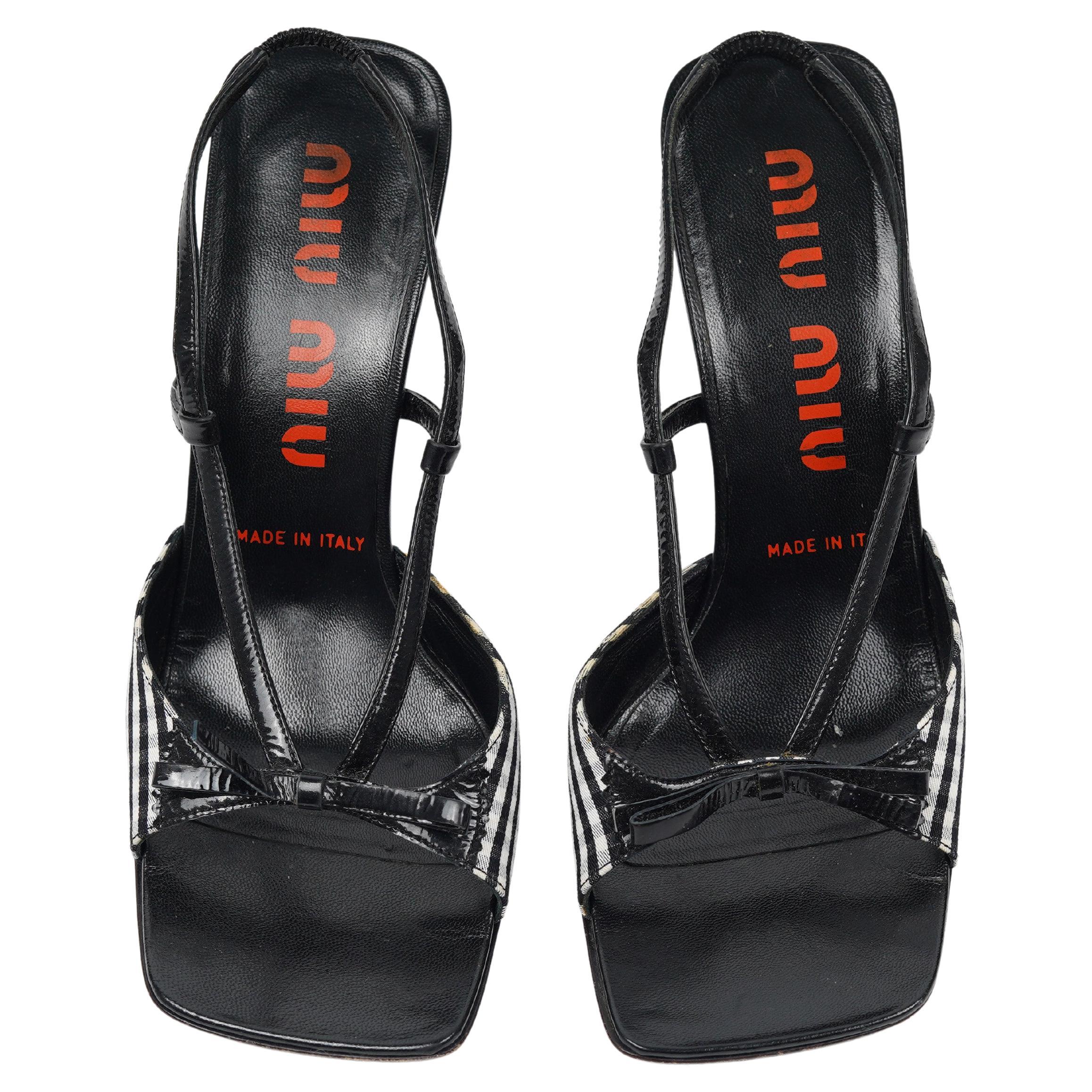 Black F/W 1999 Miu Miu Gingham Checkered Slingback Heels For Sale