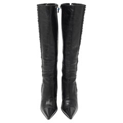 Dolce & Gabbana F/W 2003 Corset Hook and Eye Closure Leather Boots in Black