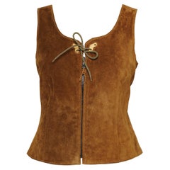 A/I 1999 Miu Miu Corsetto in pelle scamosciata color rame con zip frontale