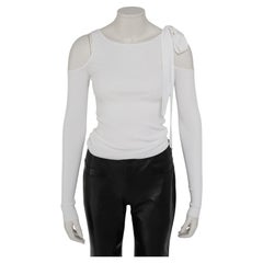 Gucci by Tom Ford Top blanco con hombros fríos y detalle de lazo, principios de los 2000 IT 40 S