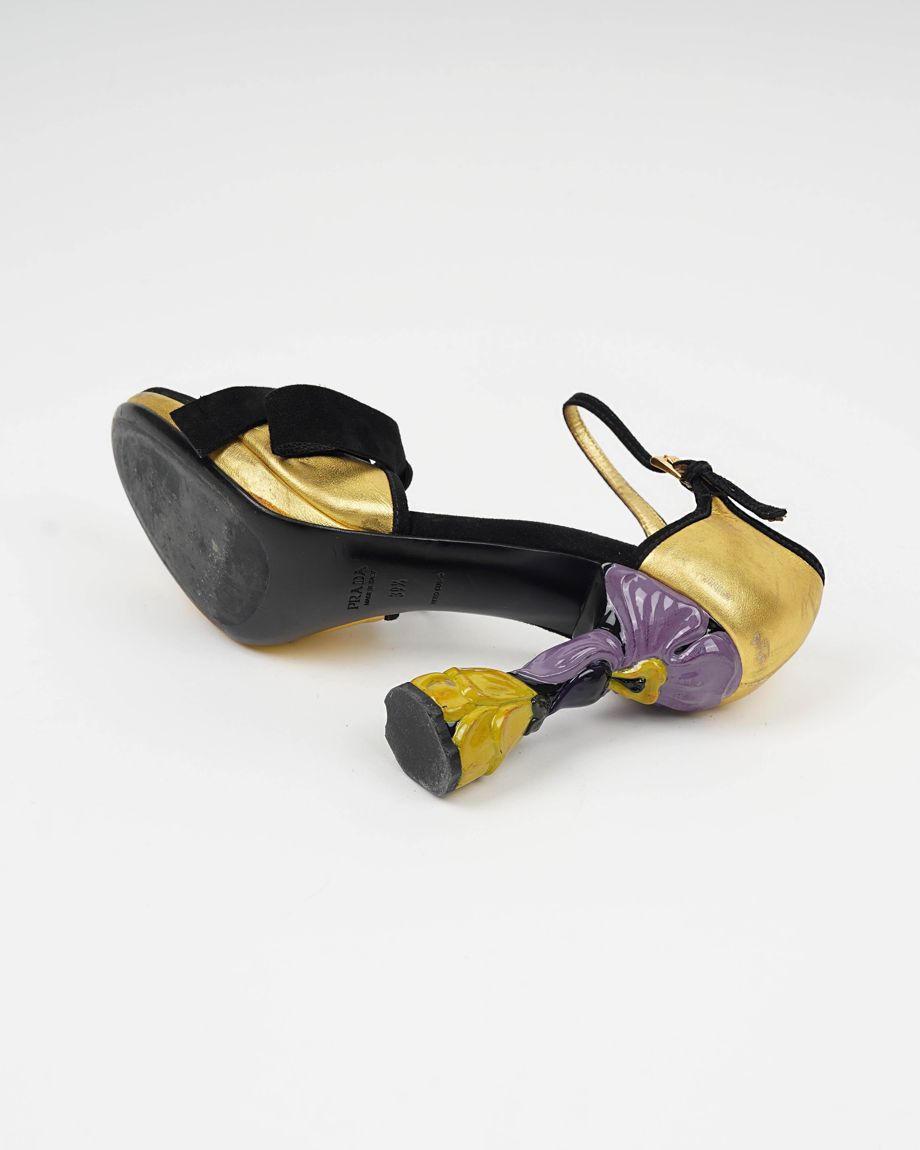 Prada, Collection S/S 2008 Fairy, sandales à talons en forme de fleurs sculpturales en vente 1