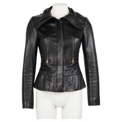 Gucci by Tom Ford F/W 1998-2001 Sculpted Black Leather Jacket - Taille XS