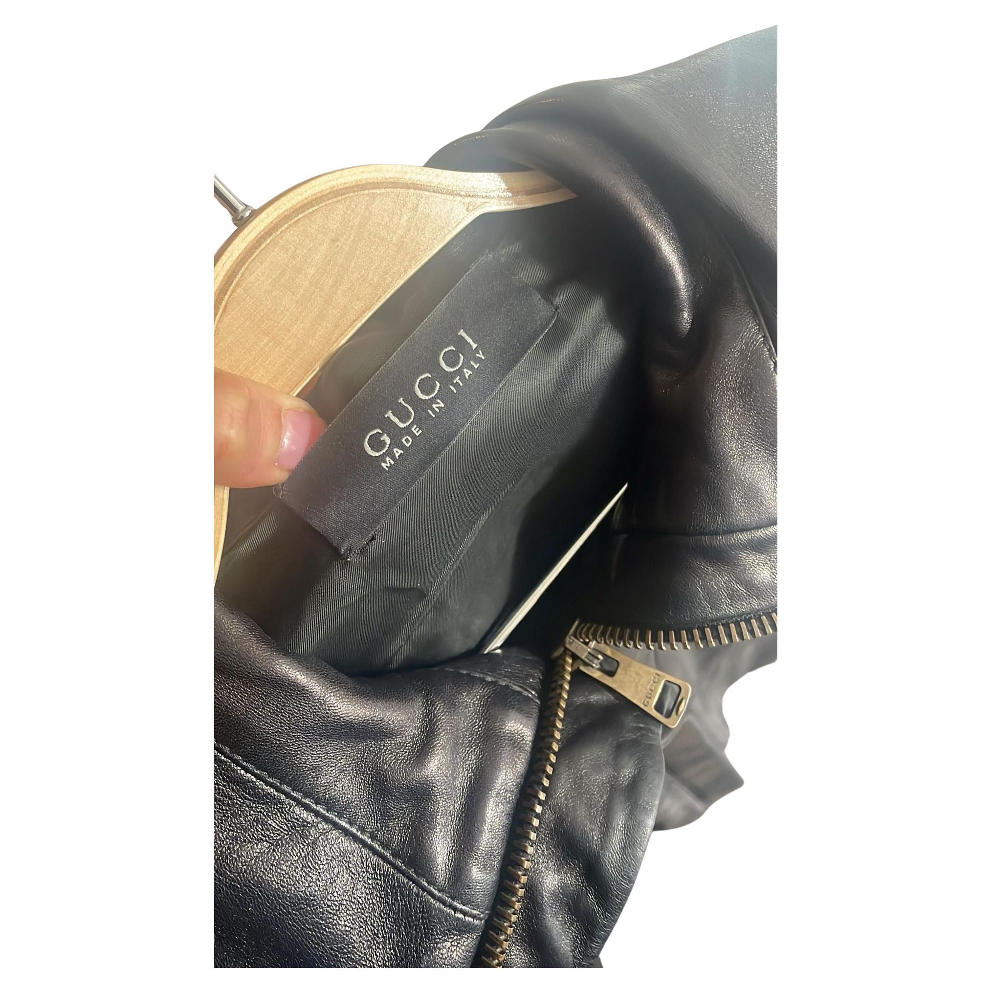 Gucci by Tom Ford A/I 1998-2001 Giacca in pelle nera scolpita - Taglia XS in vendita 6