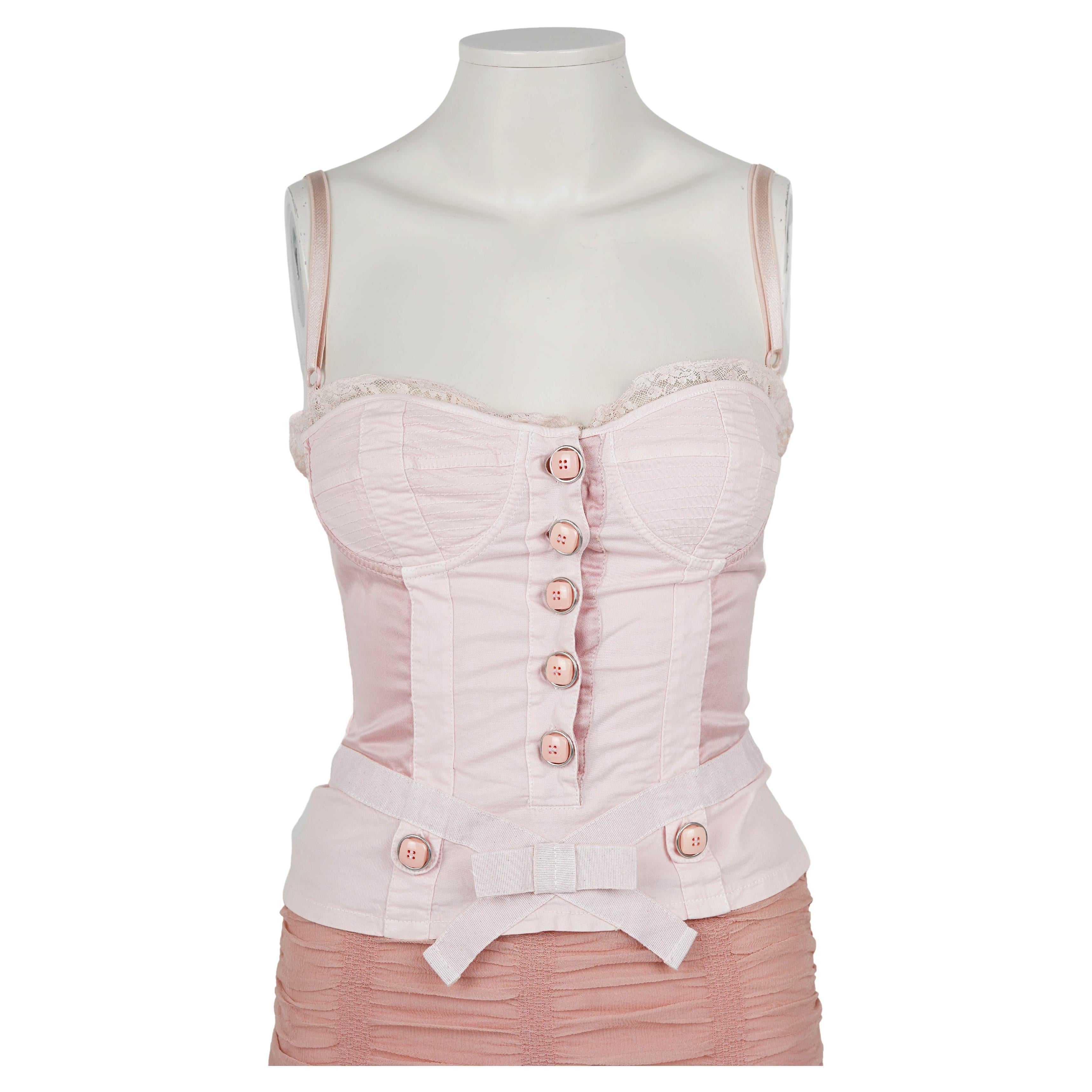 Top corsé de pasarela Dolce & Gabbana Primavera/Verano 2006 - Rosa empolvado IT 40 (XS/S) en venta