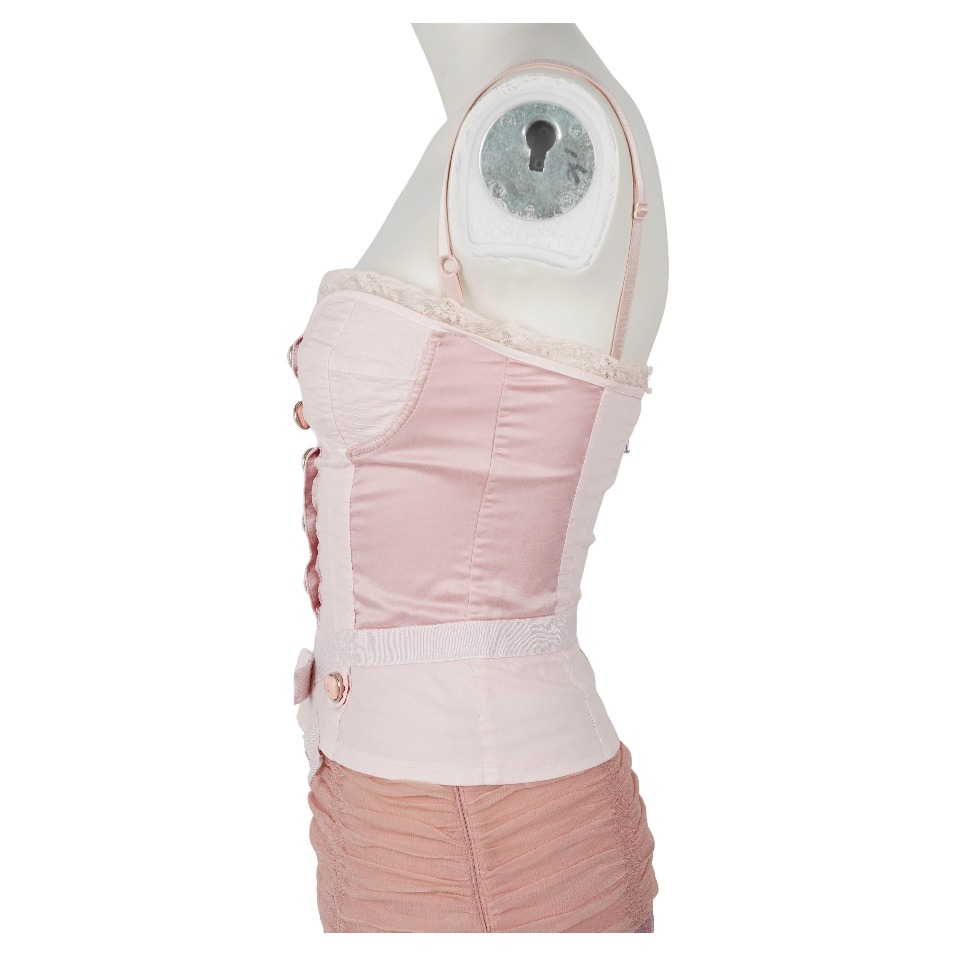 Top corsé de pasarela Dolce & Gabbana Primavera/Verano 2006 - Rosa empolvado IT 40 (XS/S) en venta 2